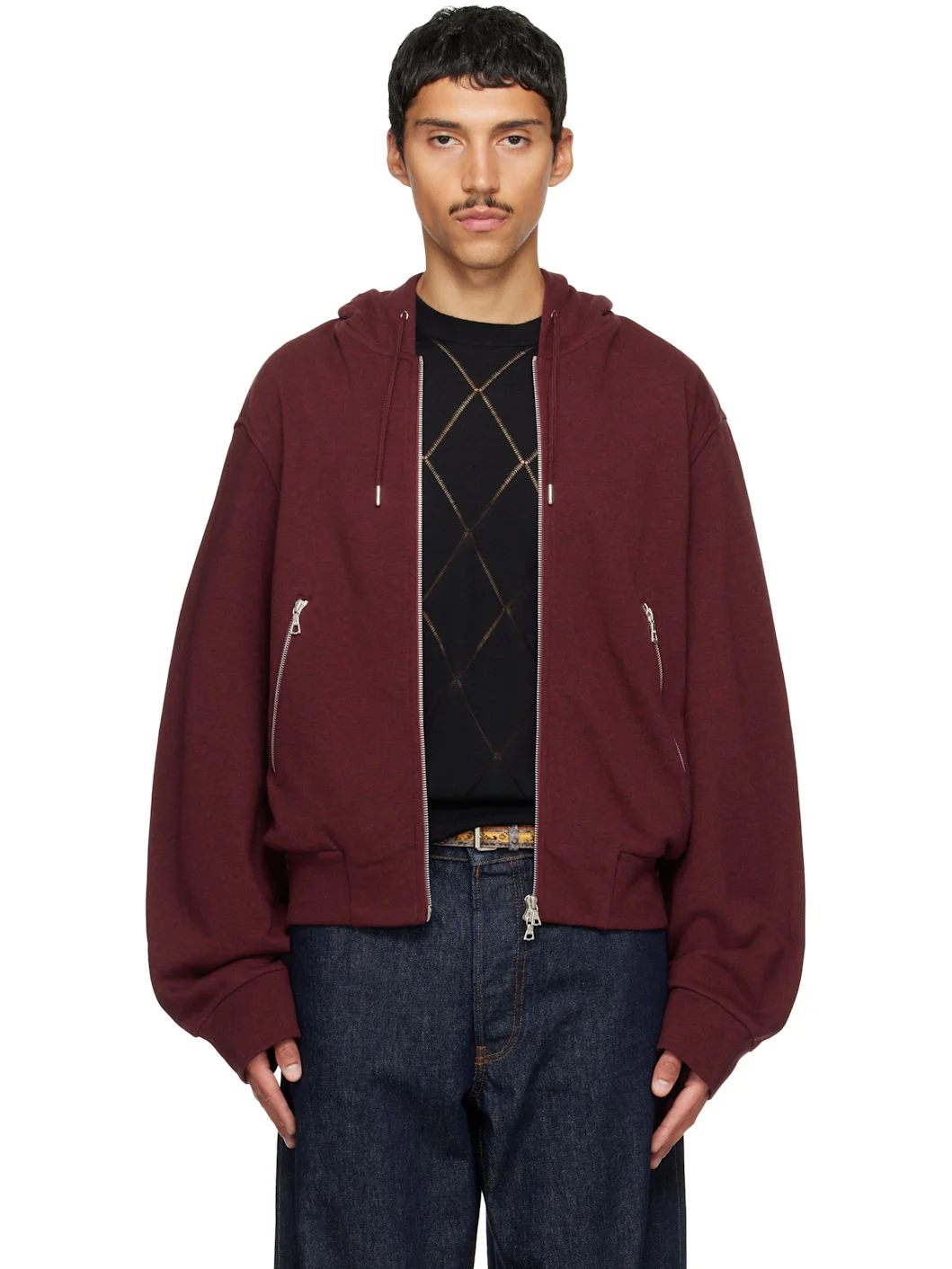 Burgundy Cotton Hoodie - 1