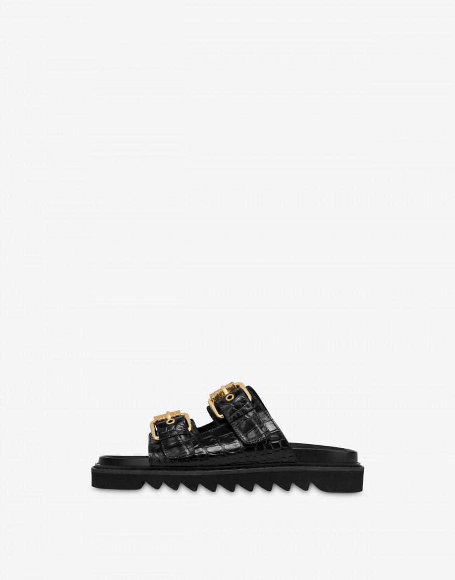 MOSCHINO BUCKLE CALFSKIN SANDALS - 2