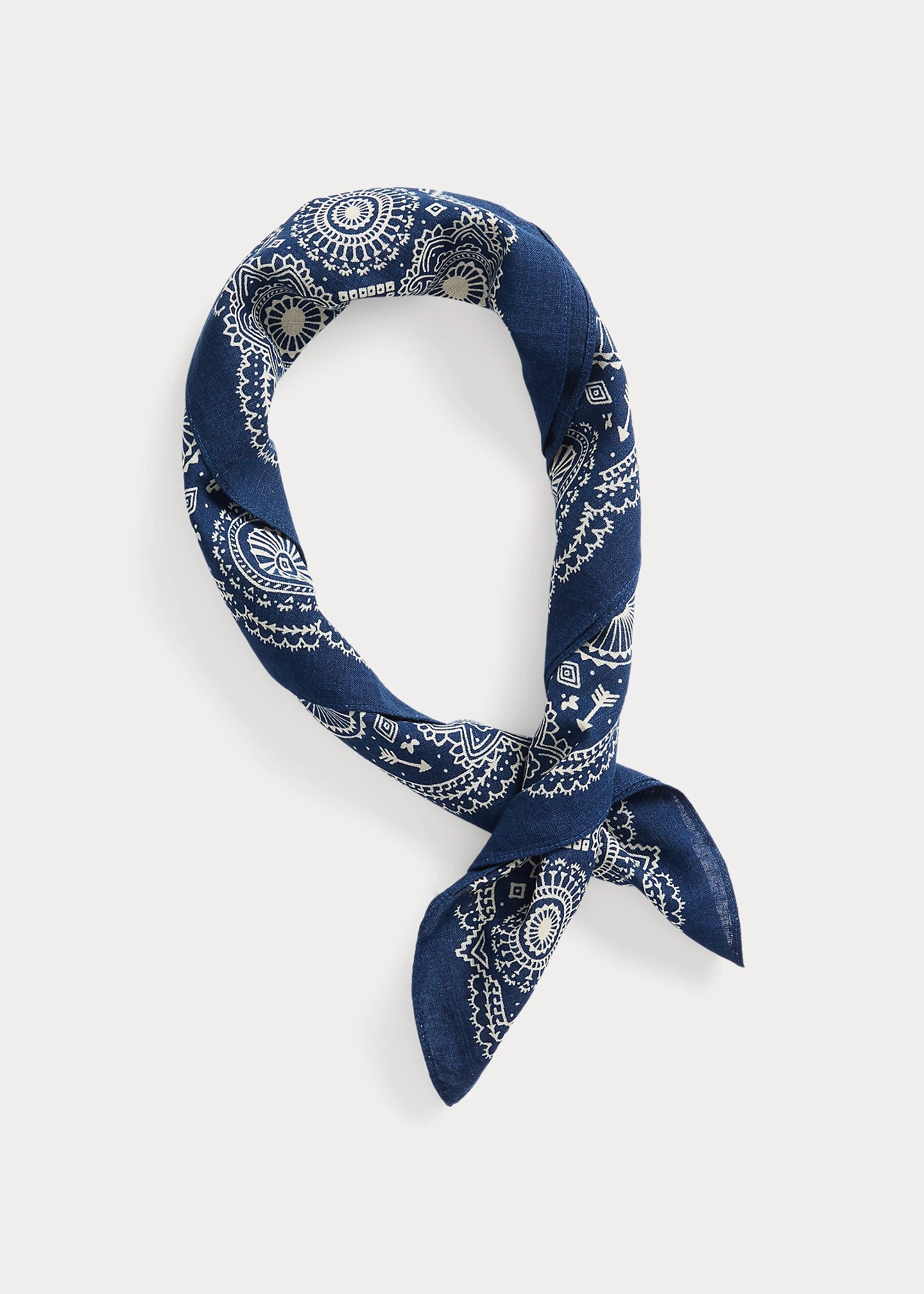 RRL by Ralph Lauren Logo Indigo Cotton Bandanna | REVERSIBLE