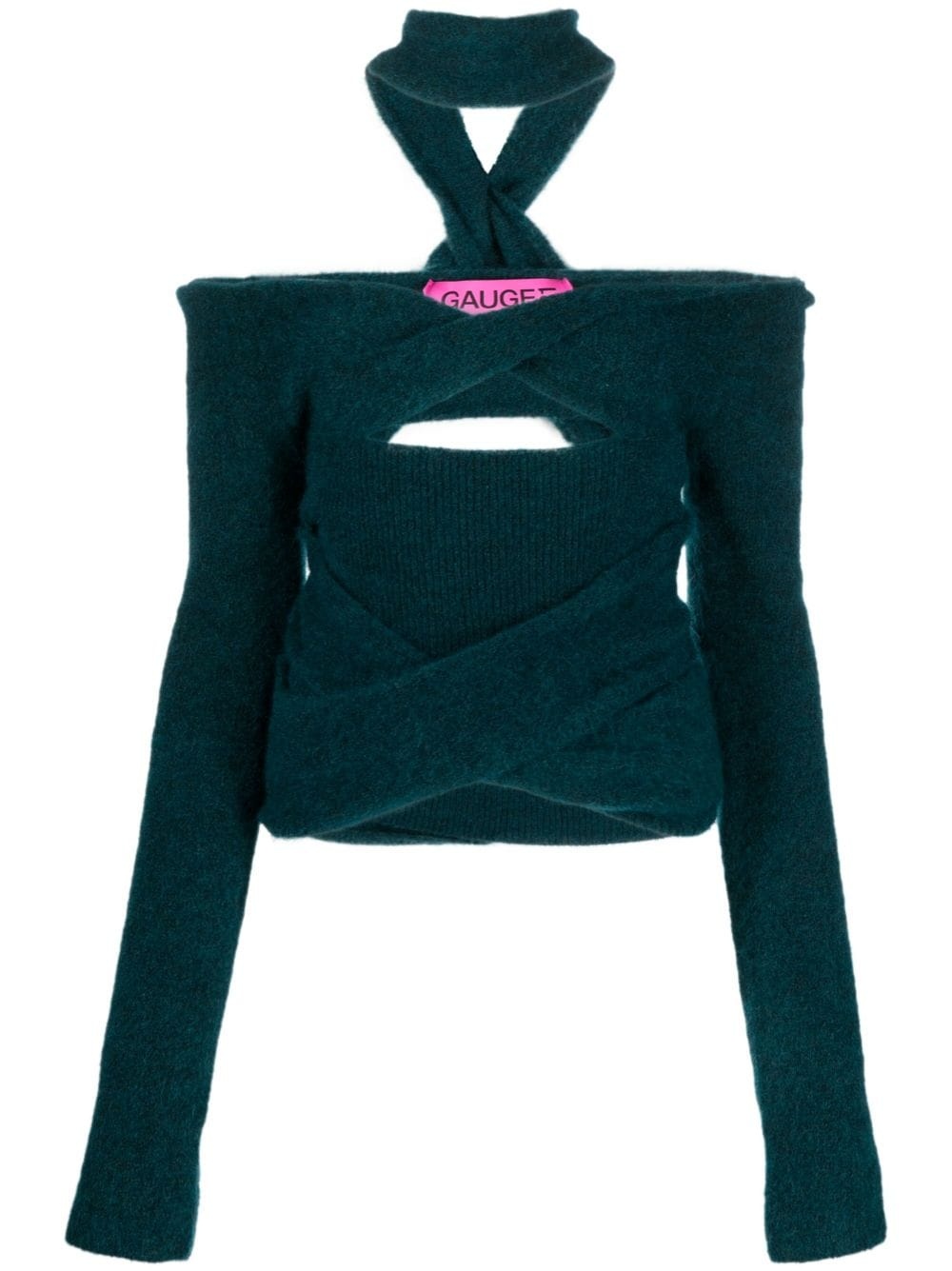 ribbed-knit cut-out top - 1
