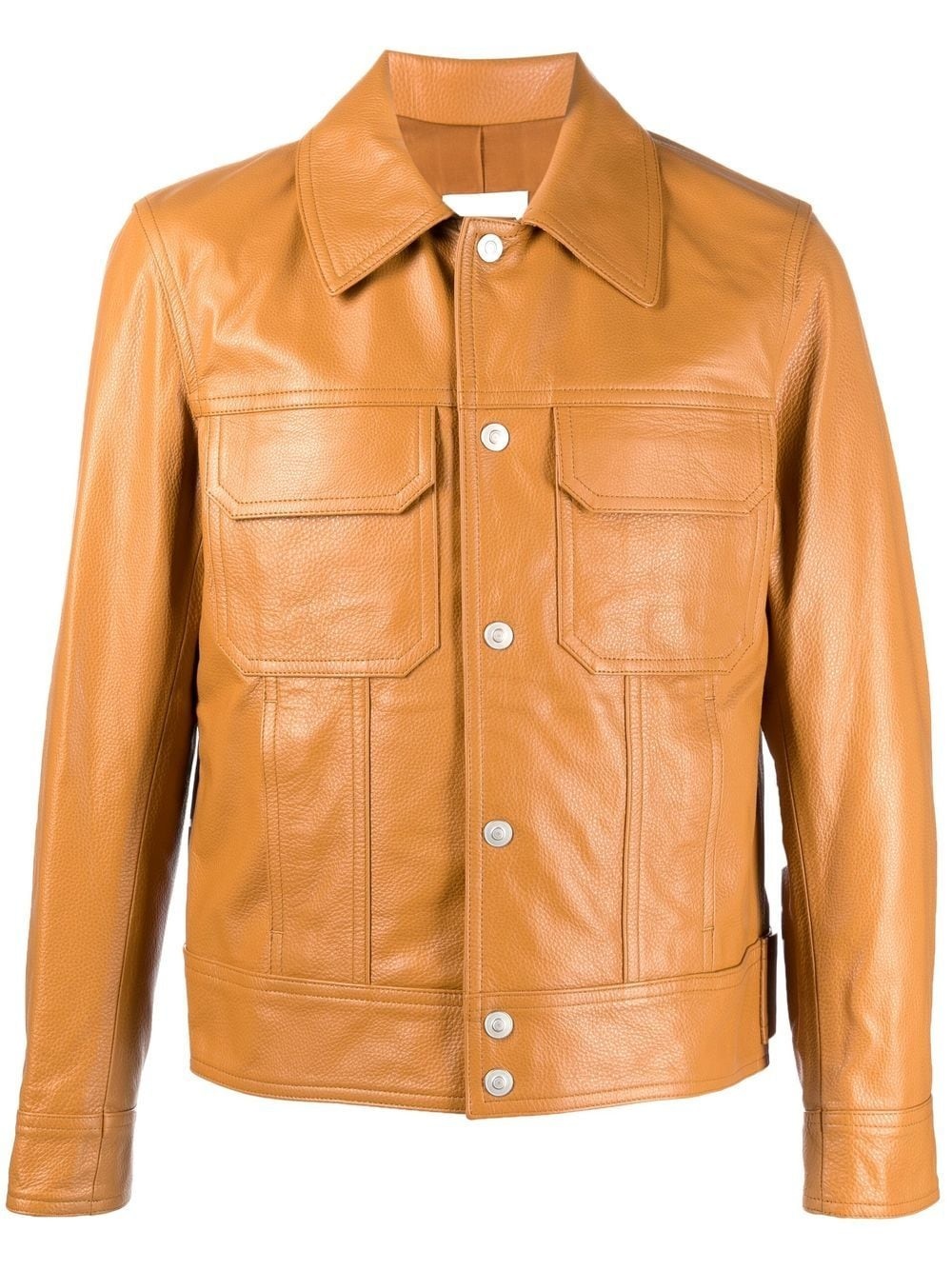 pebbled leather jacket - 1