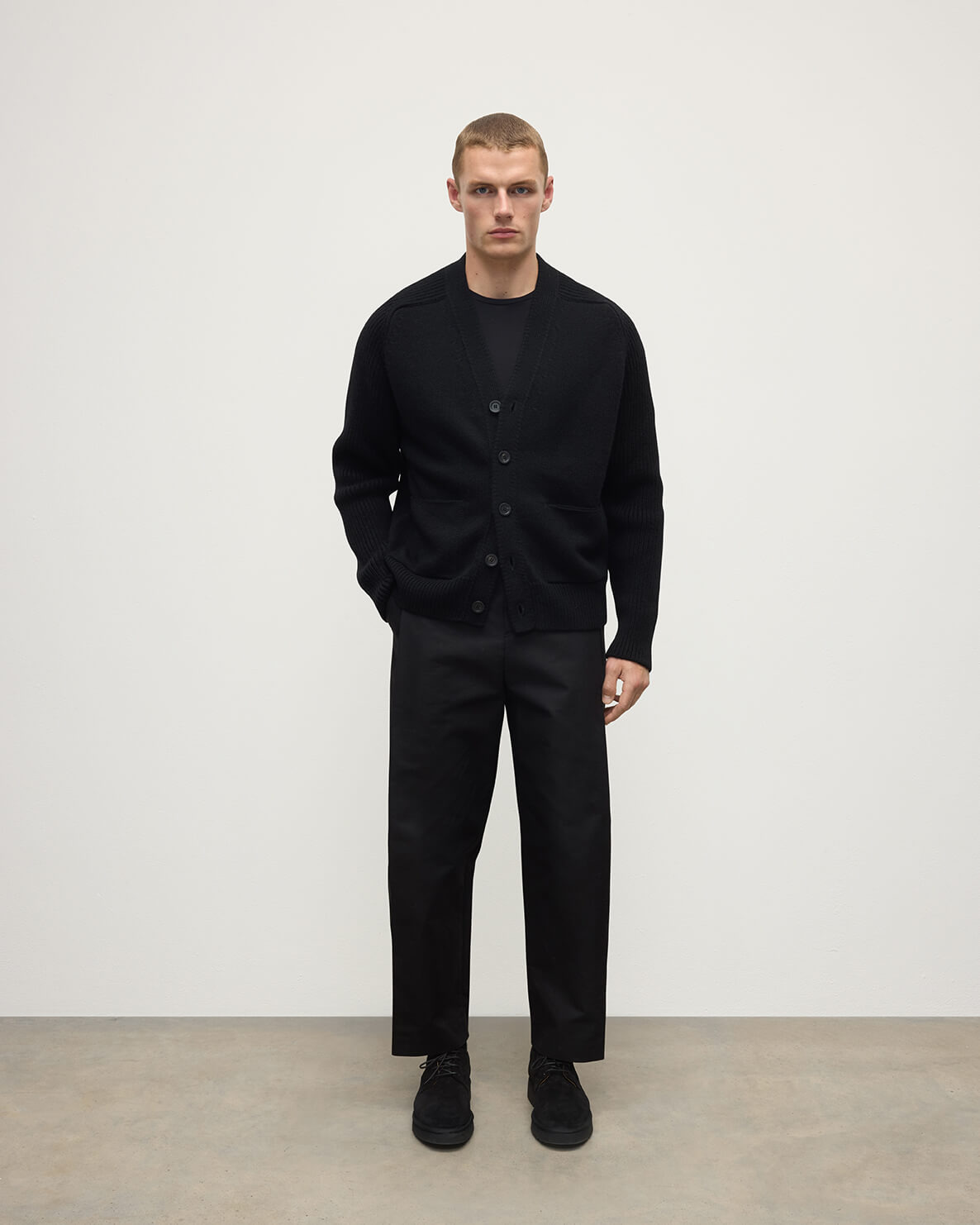 Ribbed Cashmere Black Cardigan - 2