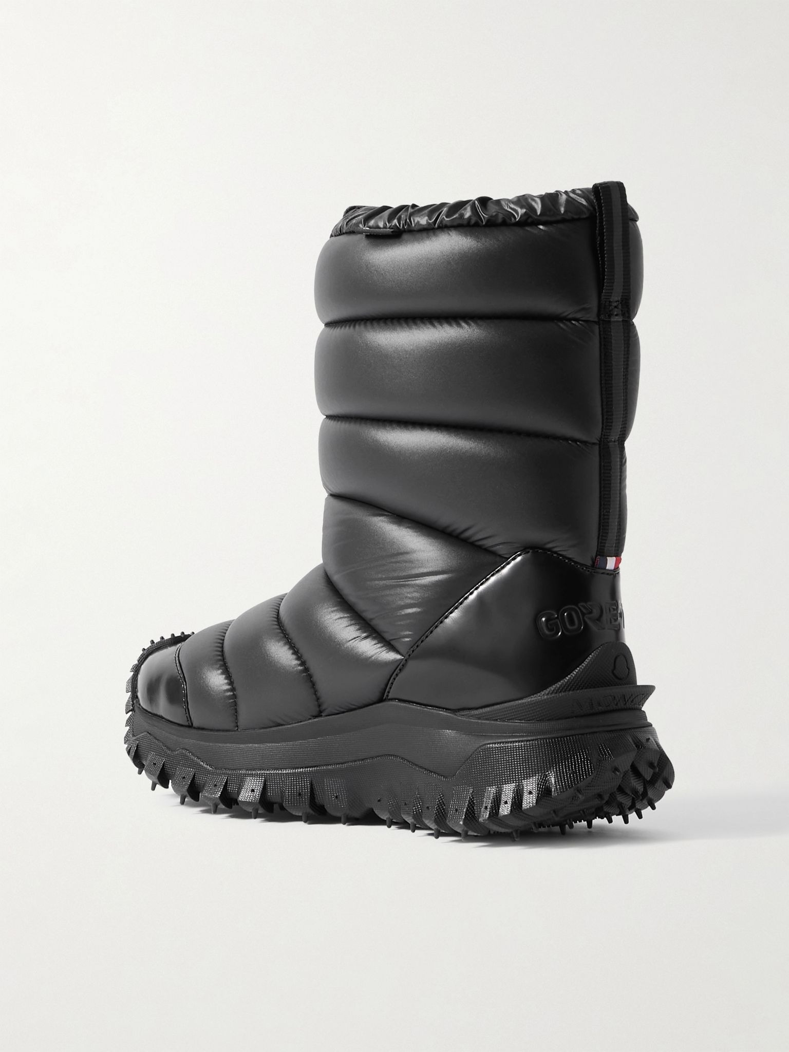 Trailgrip appliquéd quilted padded glossed leather-trimmed shell snow boots Black - 3
