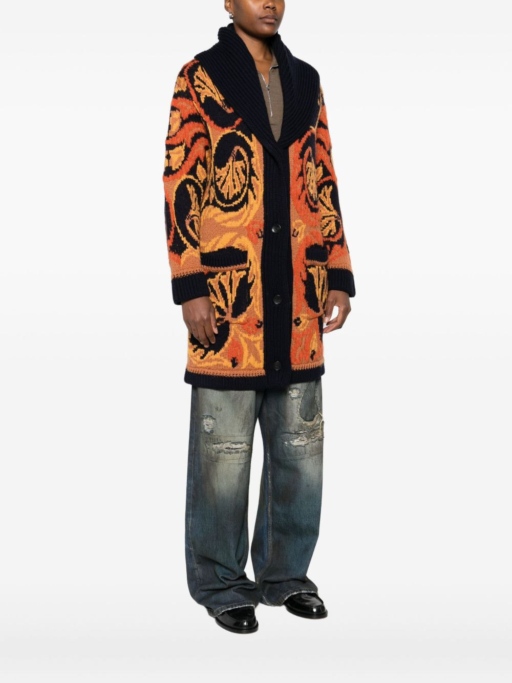 floral-pattern shawl-collar cardigan - 3