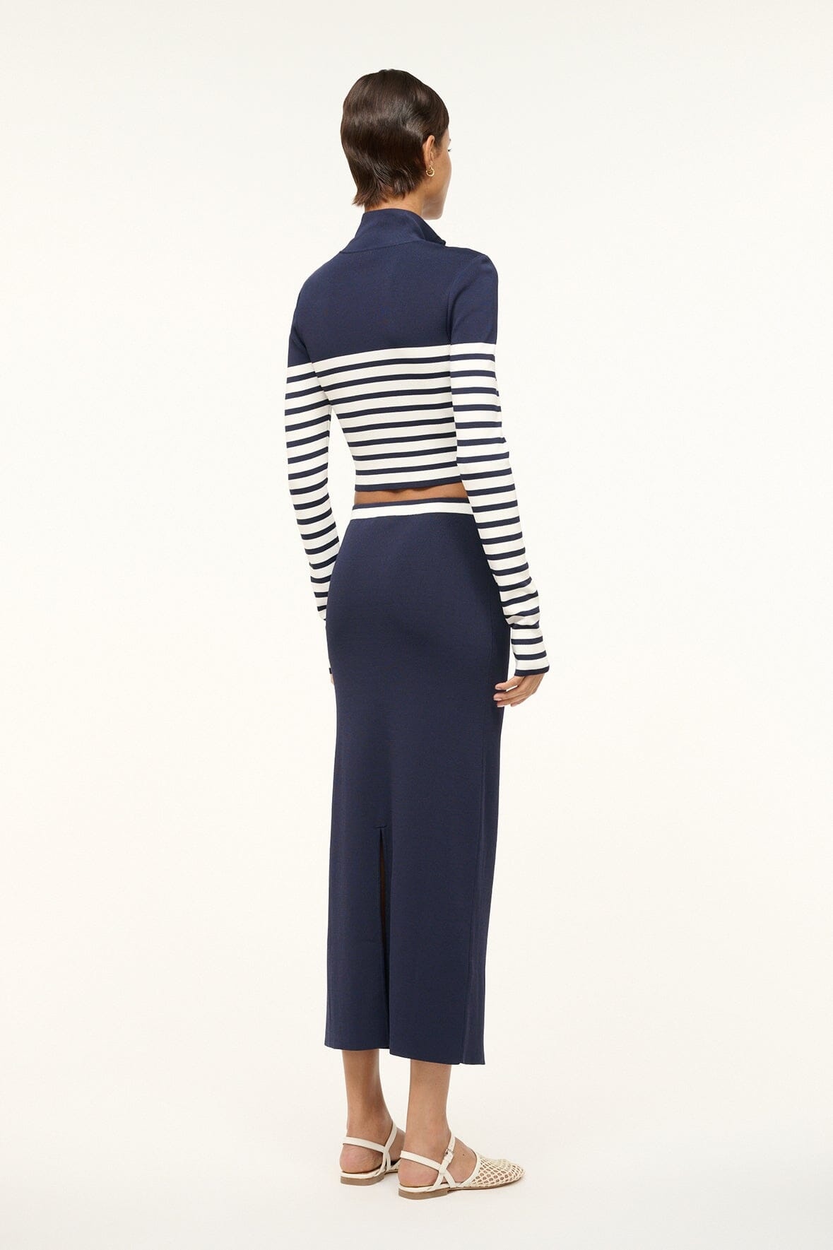 STAUD KARINA SKIRT NAVY WHITE - 5