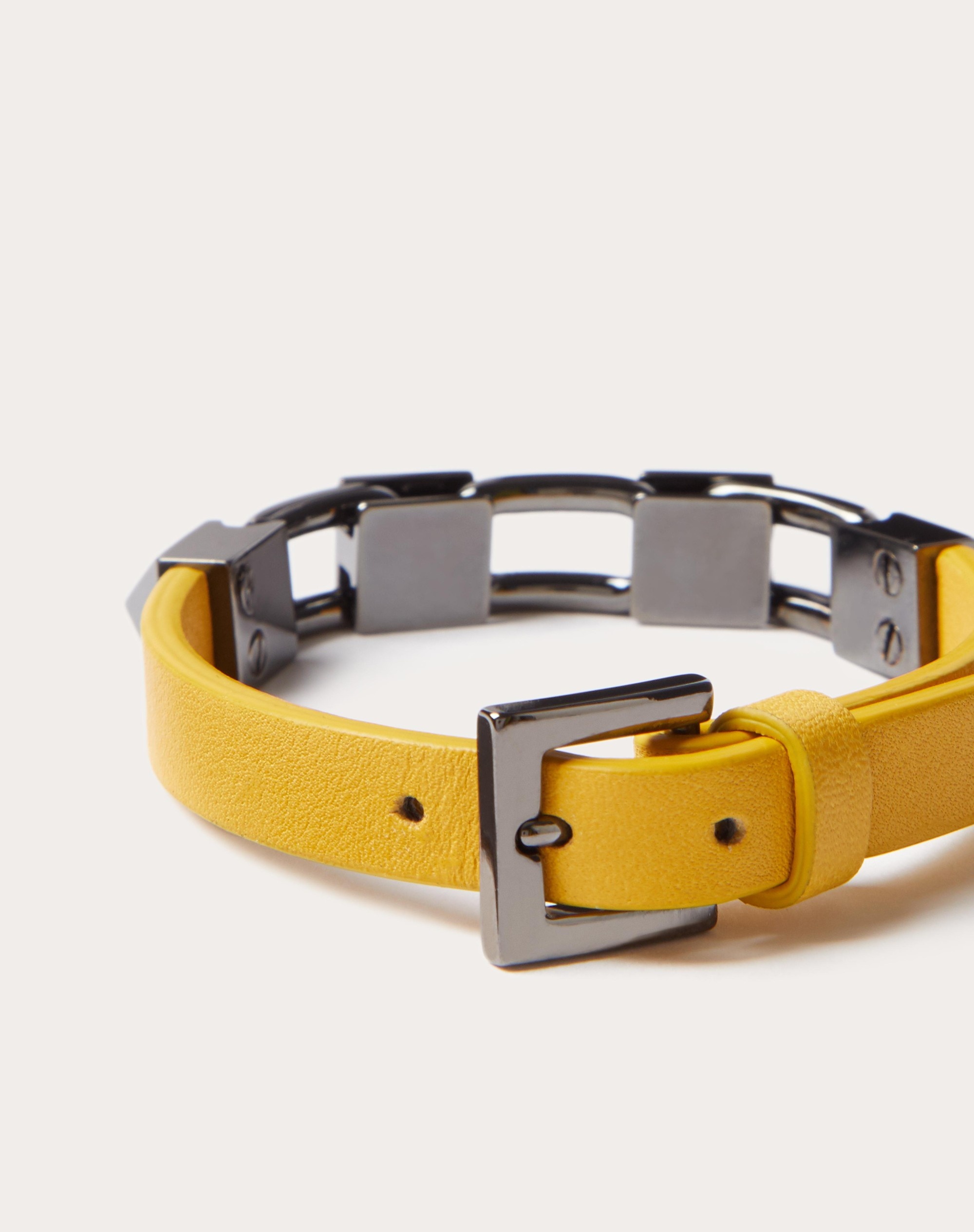 STUD CHAIN LEATHER BRACELET - 3