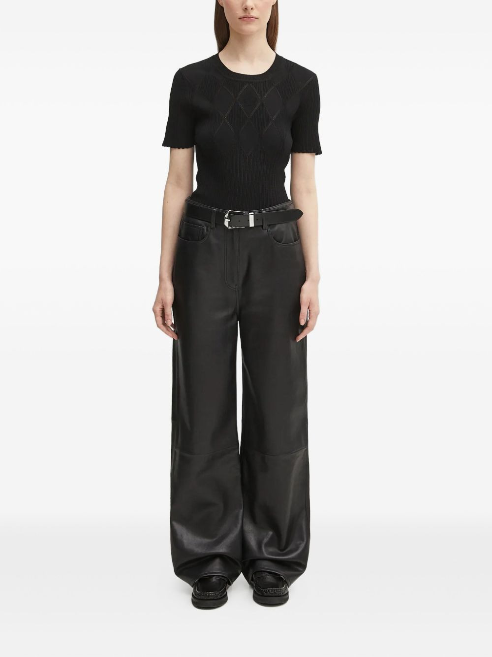 ribbed-knit diamond-pattern top - 2