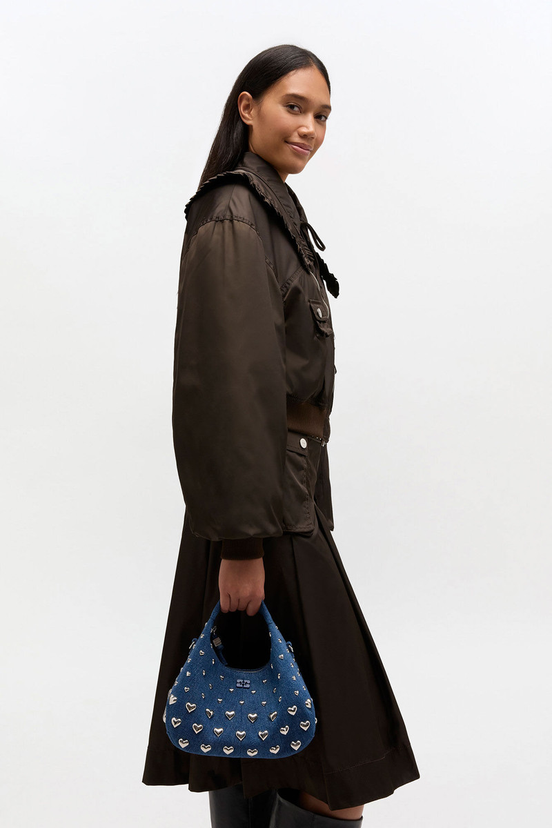 DENIM STUD MINI HOBO BAG 4