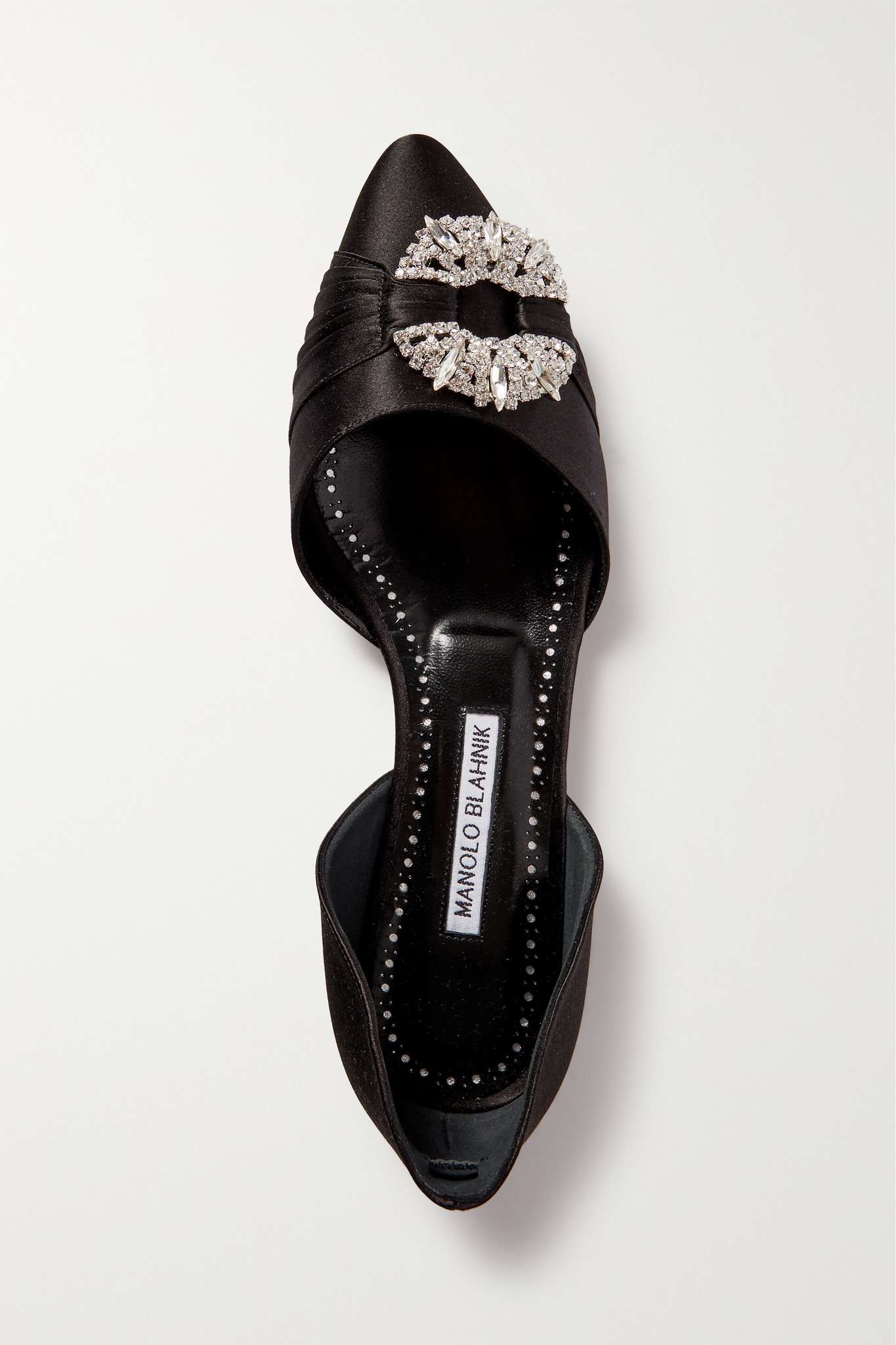 Luanda crystal-embellished satin point-toe flats - 5