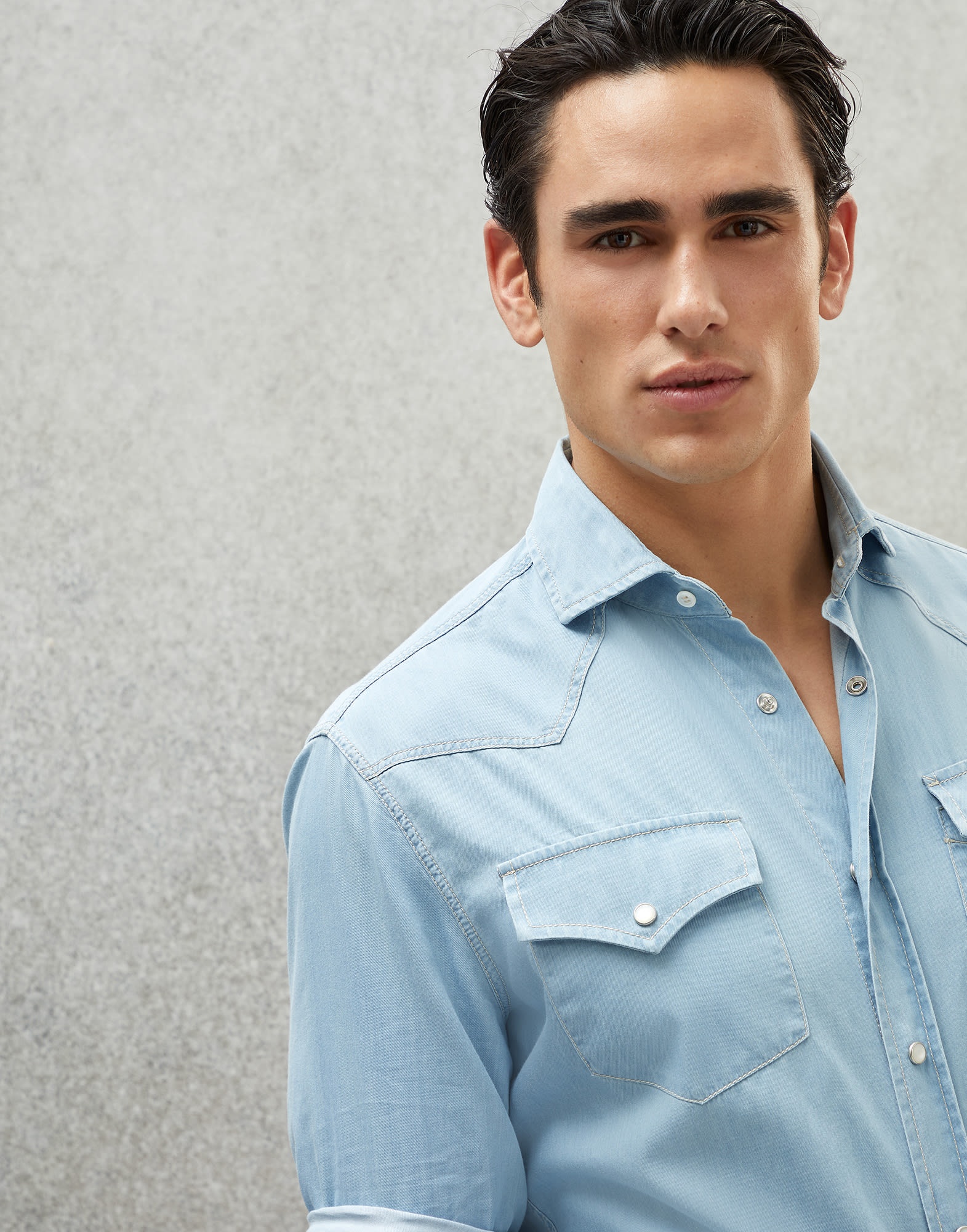 Lightweight denim easy fit western shirt - 3