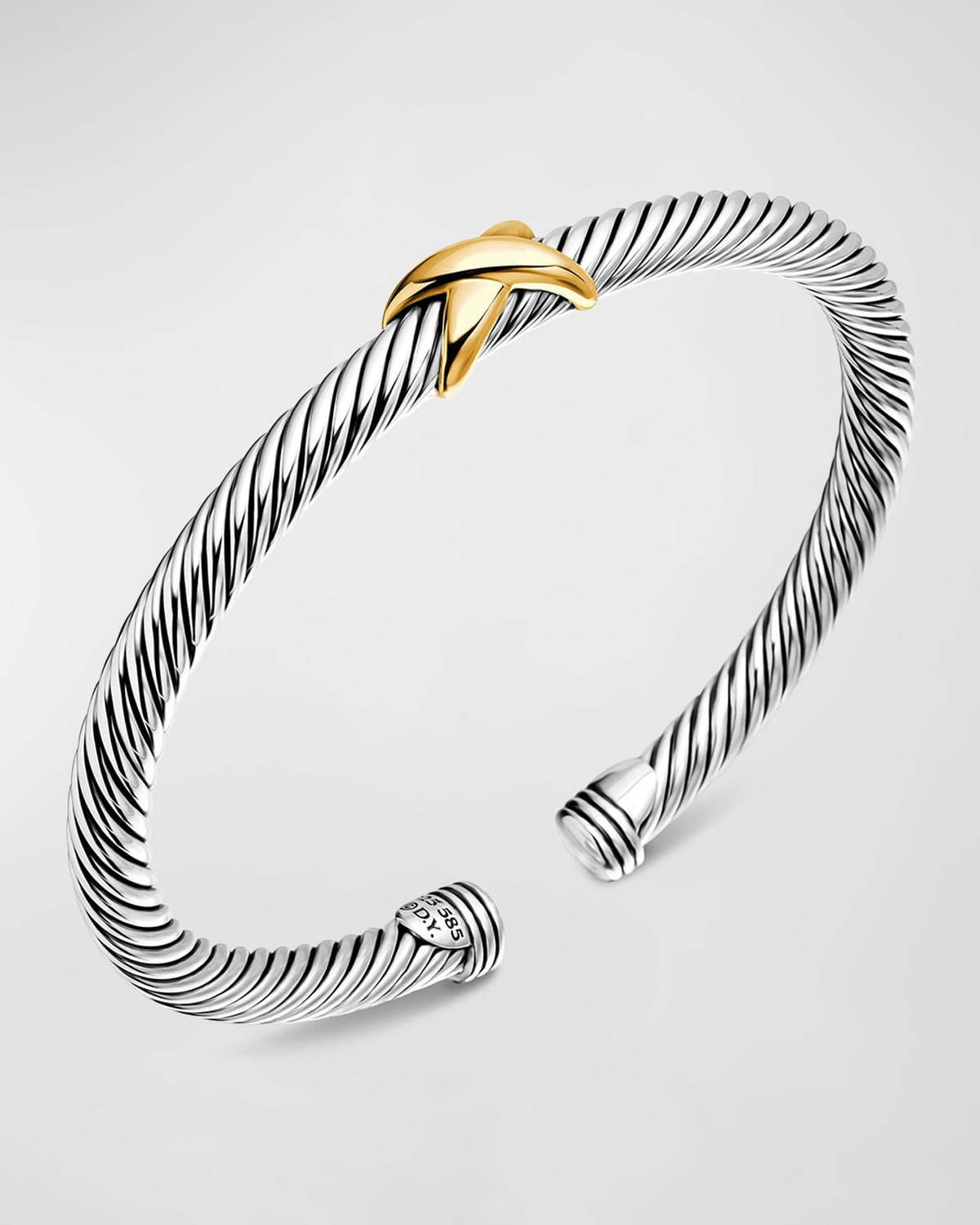 Cable Bracelet in Silver with 14K Gold, 5mm - 3