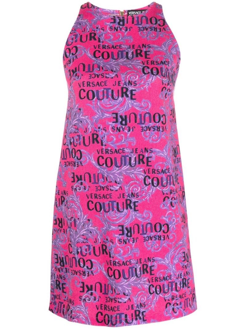 Logo Couture-print sleeveless minidress - 1