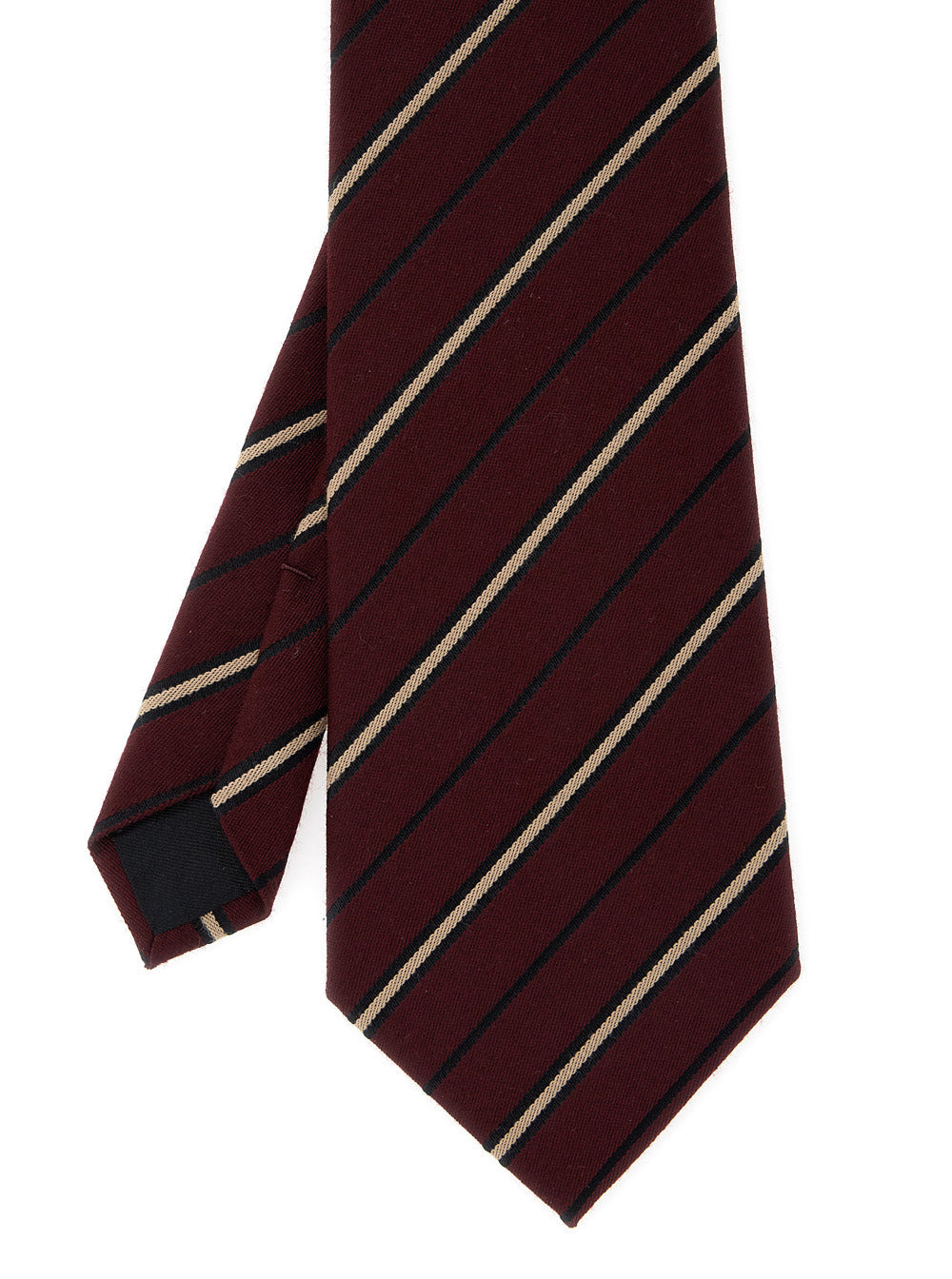 Saint Laurent Men Bordeaux Tie With Rear Tie Closure And All-Over Stirped Motif In Wool And Silk Wom - 3