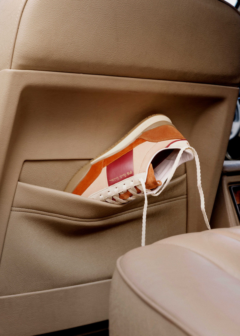 Paul Smith Women's Nubuck Rust Orange 'Dover' Colourblock Retro Gum Trainers outlook