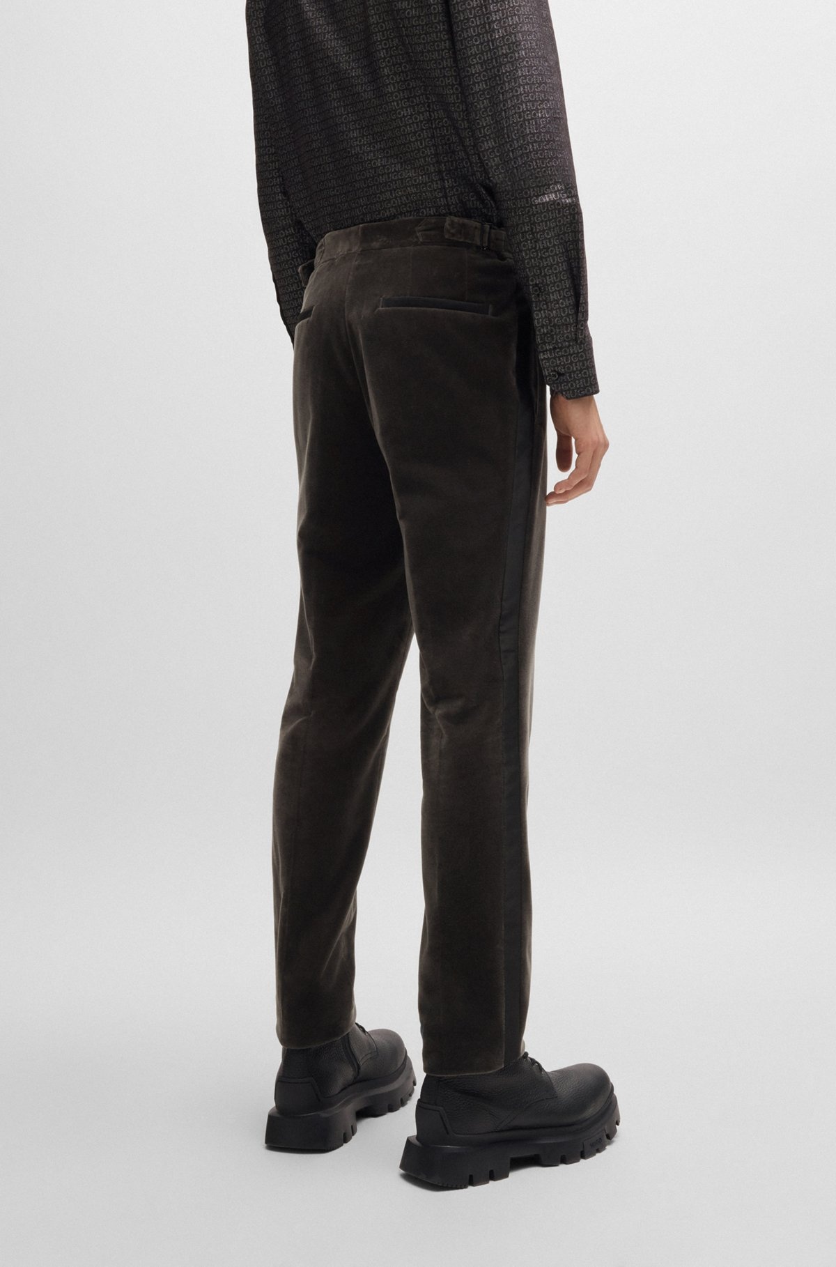 SLIM-FIT FLAT-FRONT TROUSERS IN COTTON VELVET - 4