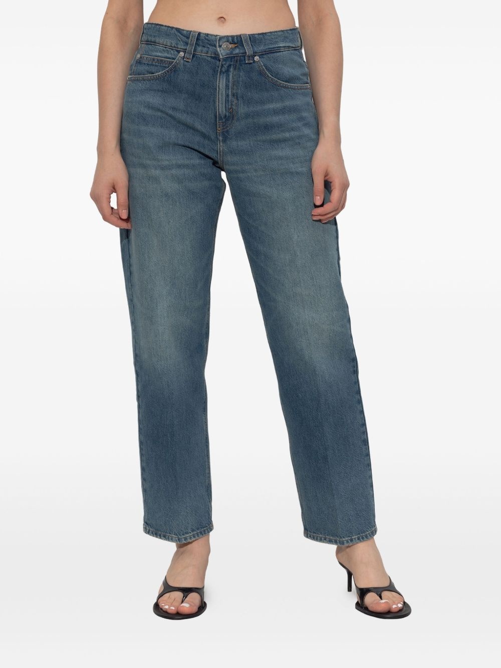 washed straight-leg jeans - 3