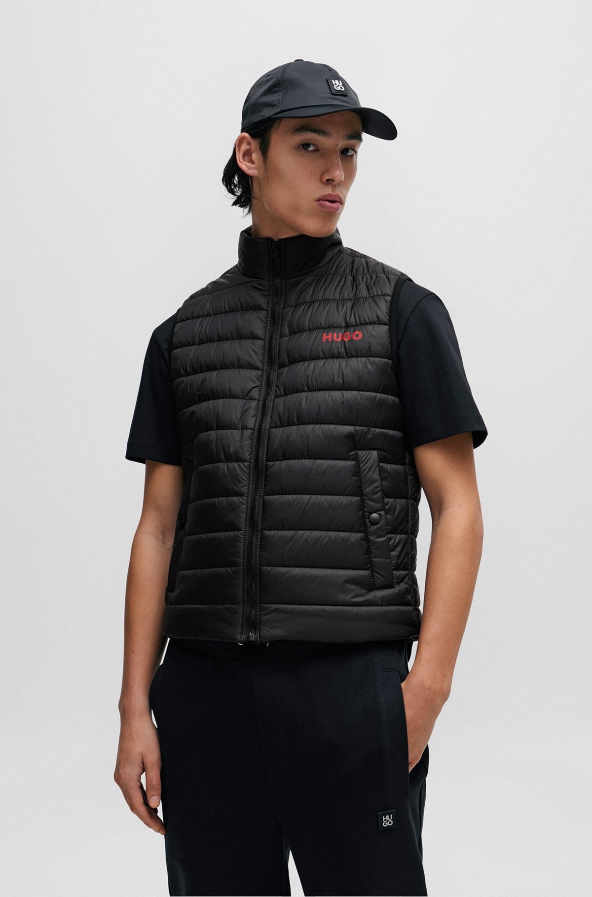 WATER-REPELLENT PADDED GILET WITH CONTRAST LOGO - 2