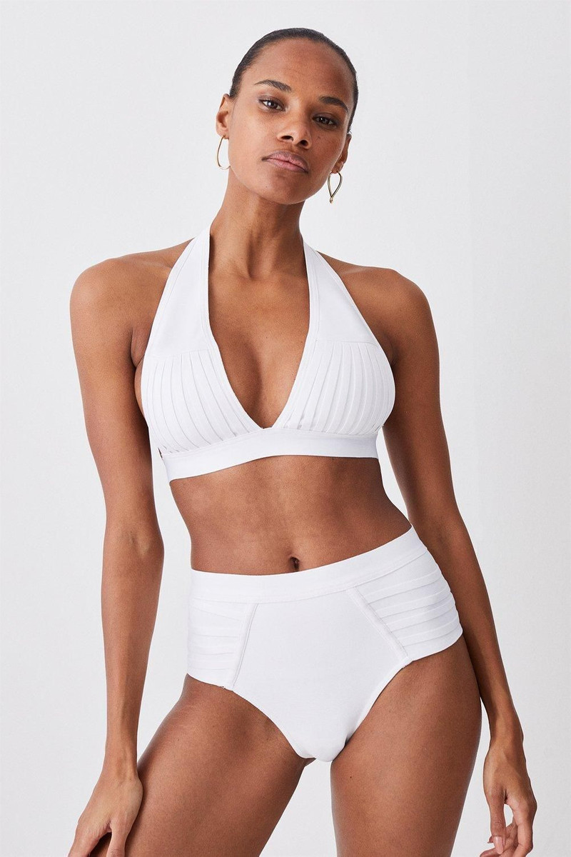 Bandage Sheer Stripe Halter Neck Top 1
