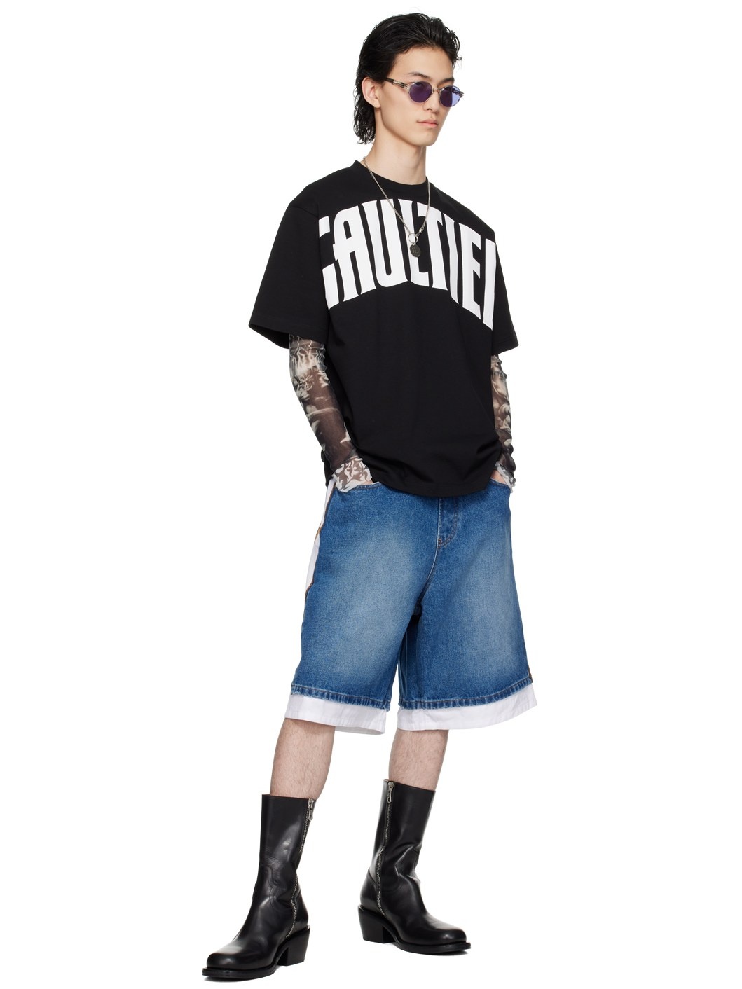 JUNIOR GAULTIER✦同色異素材切替design✧ShortPants 2025年最新】海外限定の人気アイテム JUNIOR GAULTIER✦同色異
