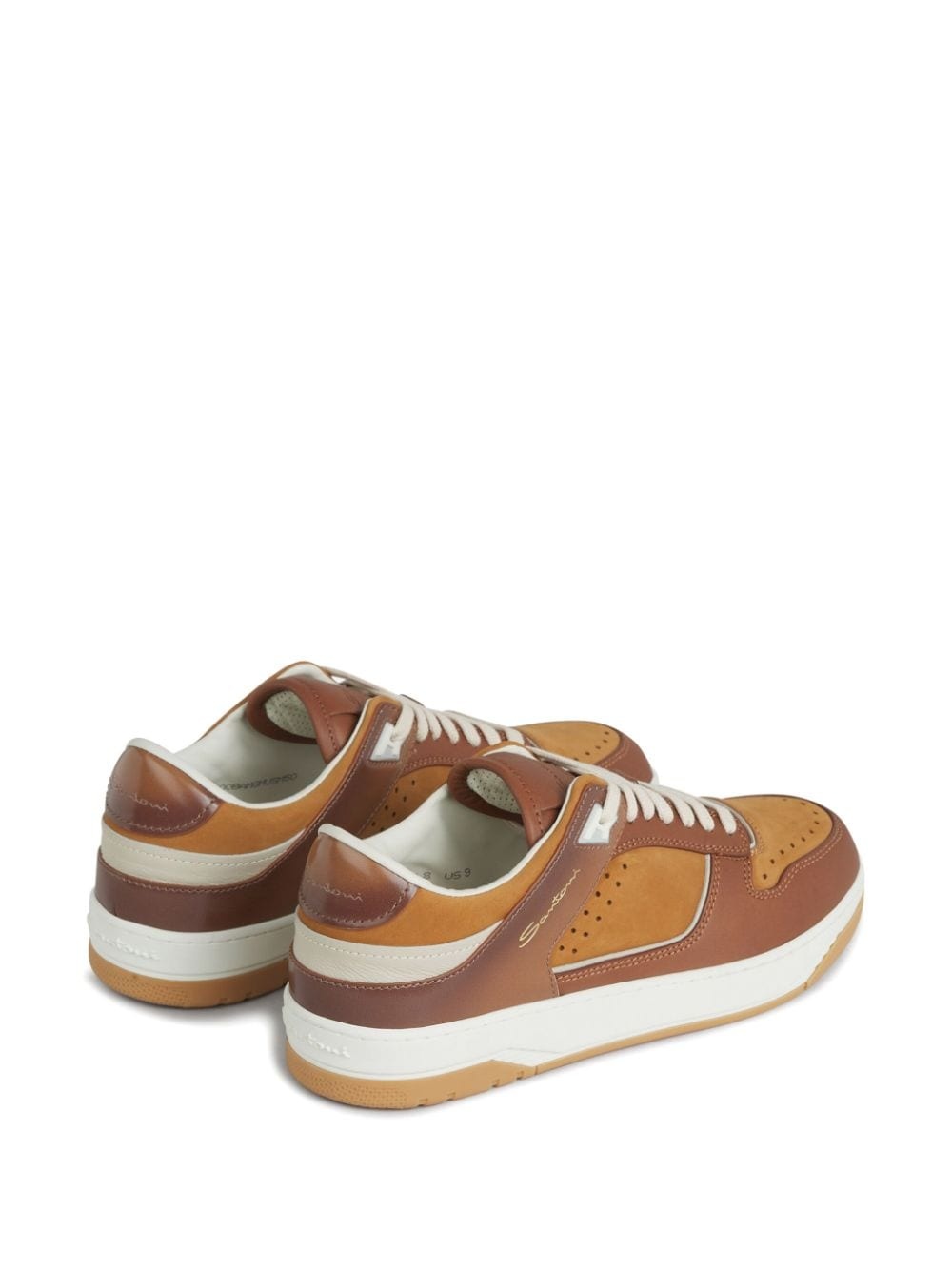 panelled leather sneakers - 3