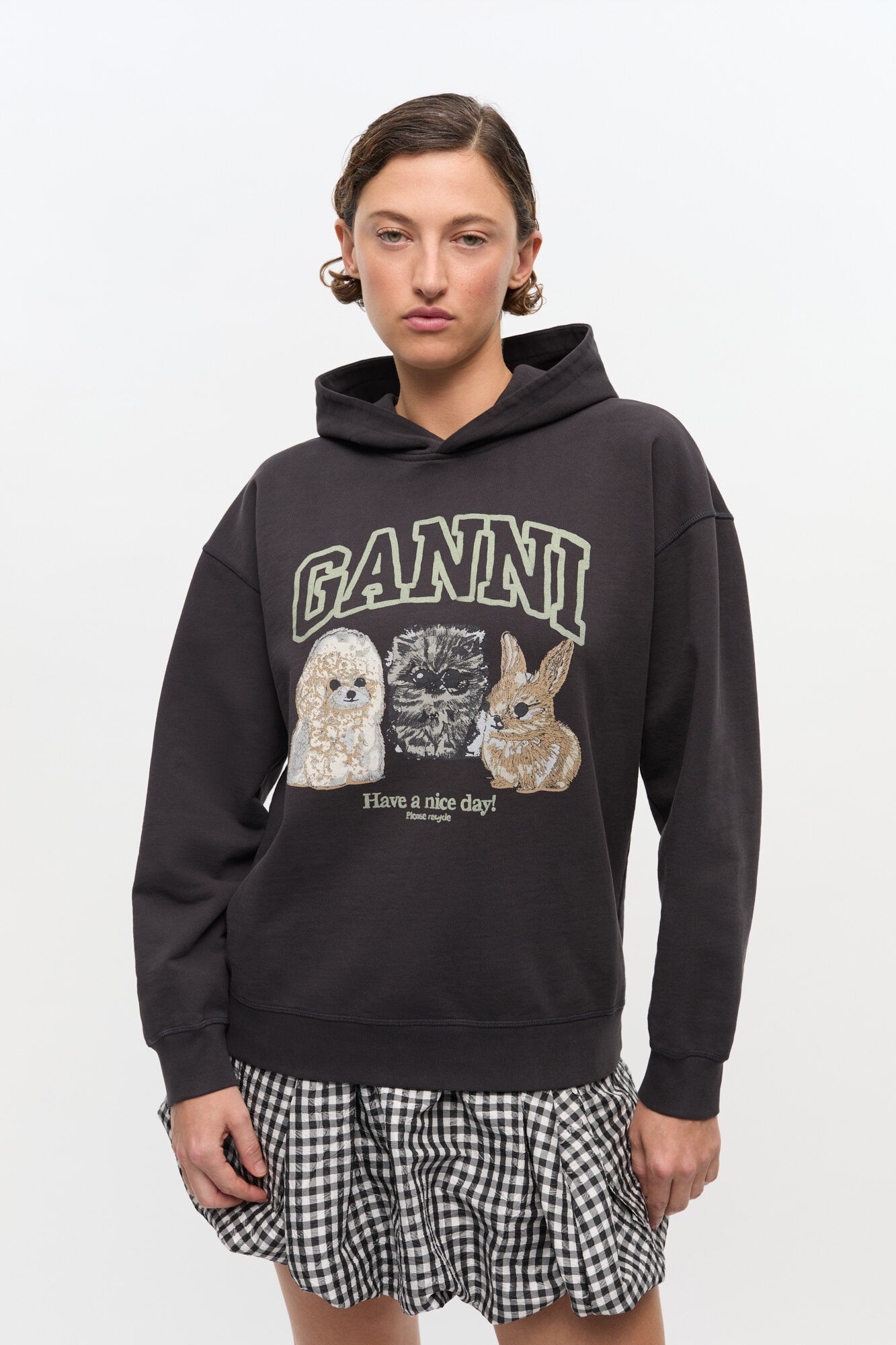 BLACK ANIMAL PRINT HOODIE - 2