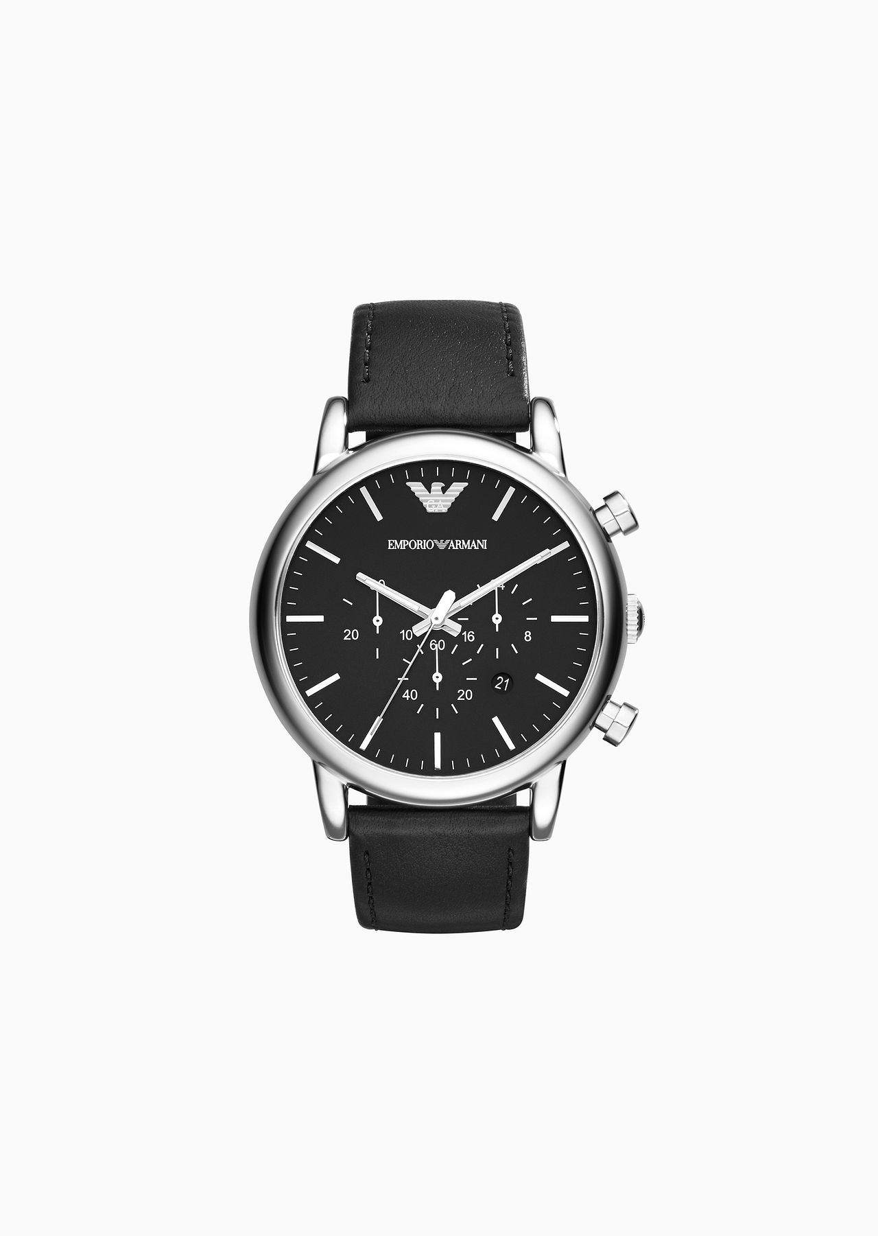 Chronograph Black Leather Watch - 1