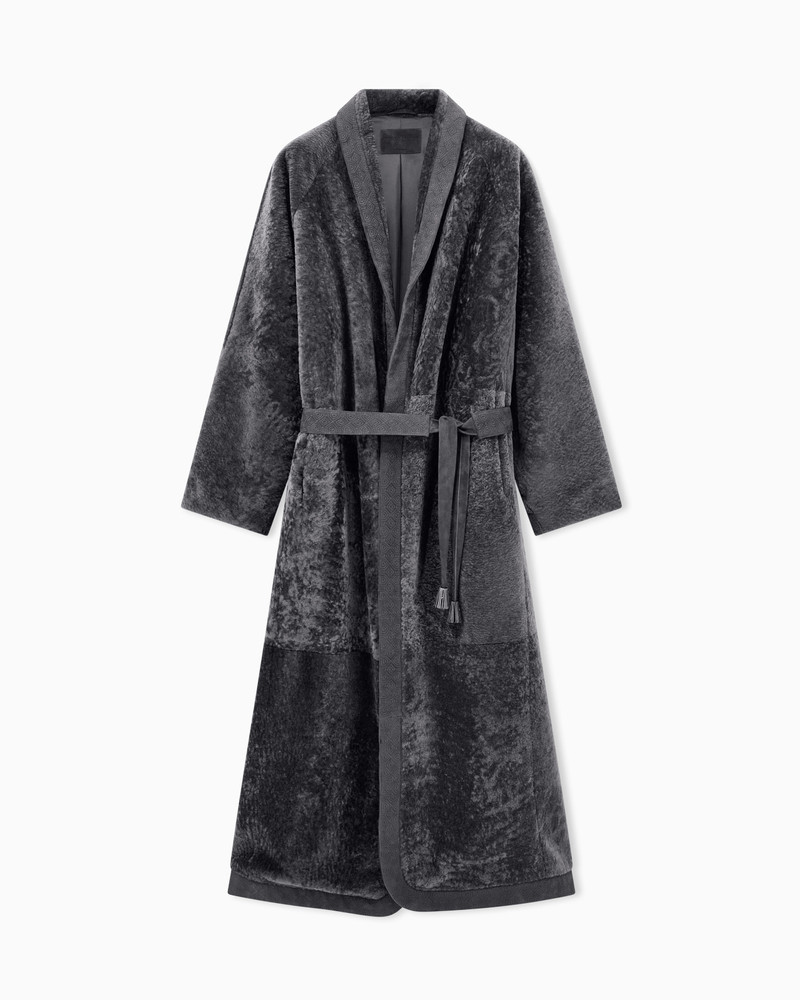 SHEARLING COAT WITH SHAWL COLLAR AND BELT 1