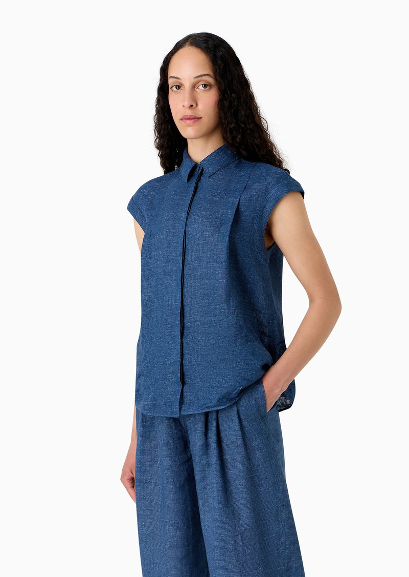 Icon short-sleeved 셔츠에 씻어 린넨 2