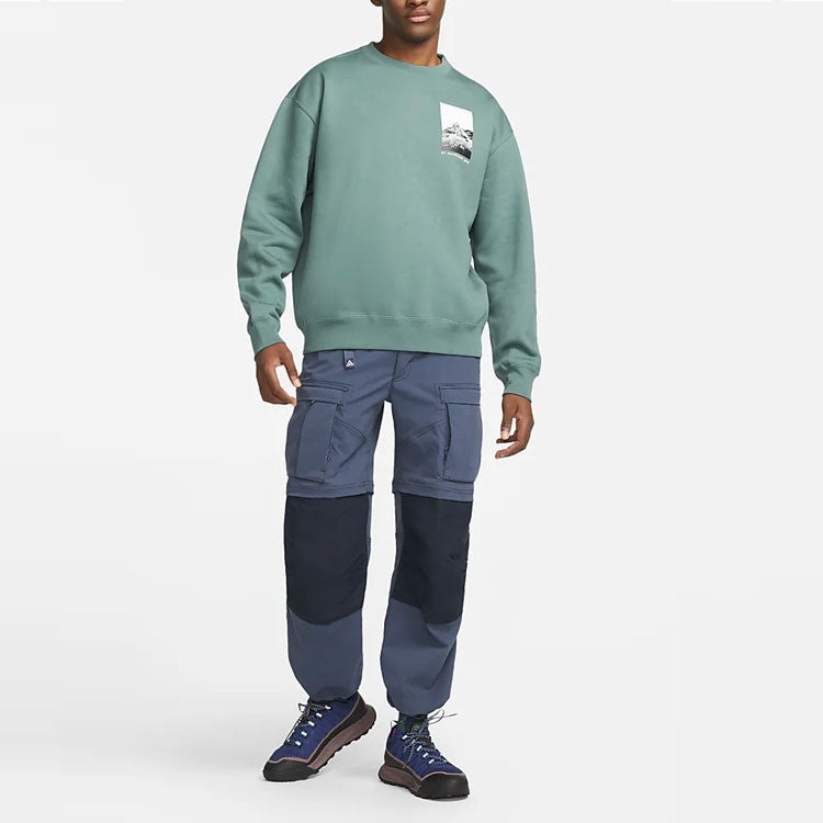 Nike ACG Logo Fleece Printing Sports Long Sleeves Green DJ1591-384 - 3