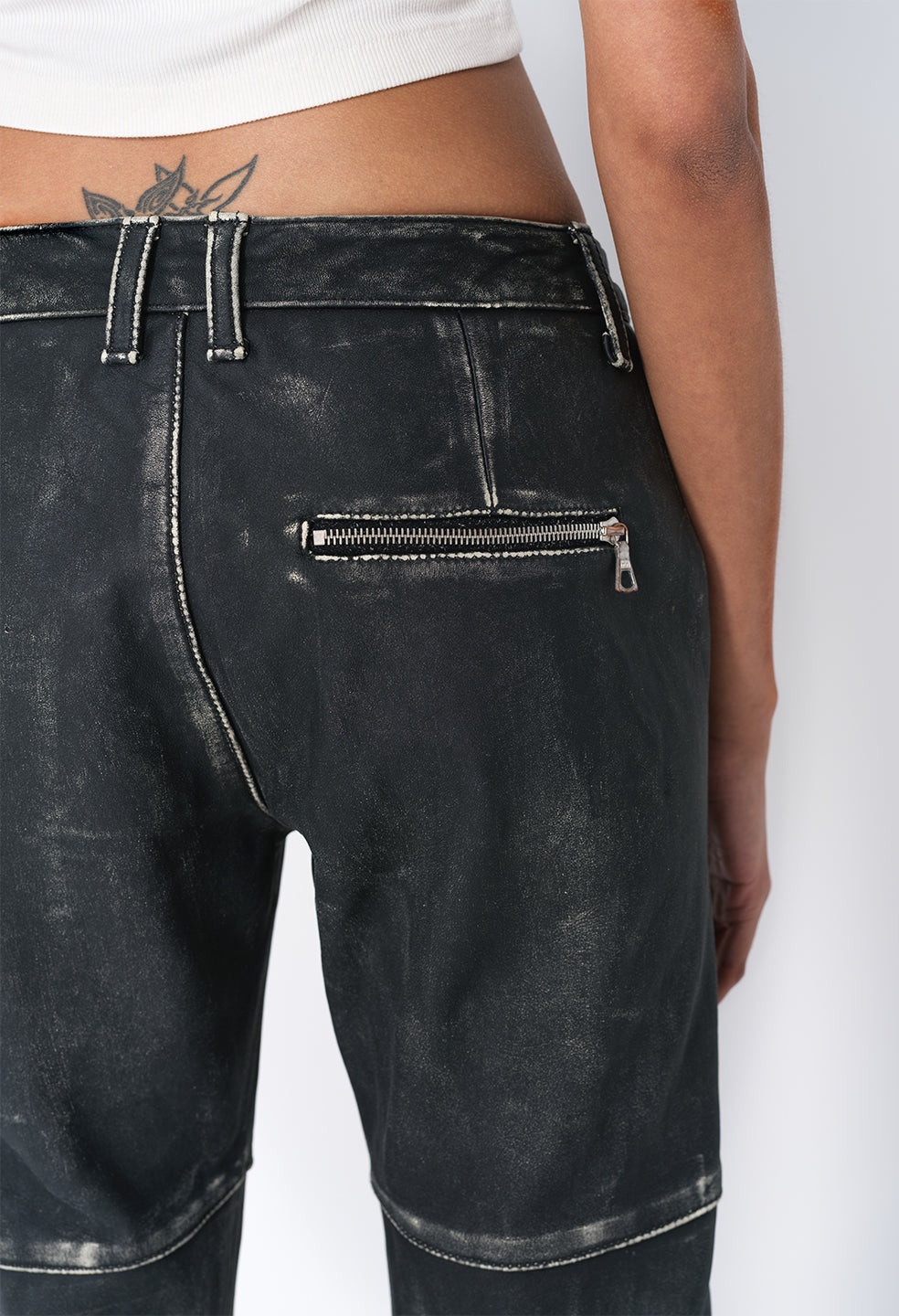 LEATHER BIKER PANTS - 5