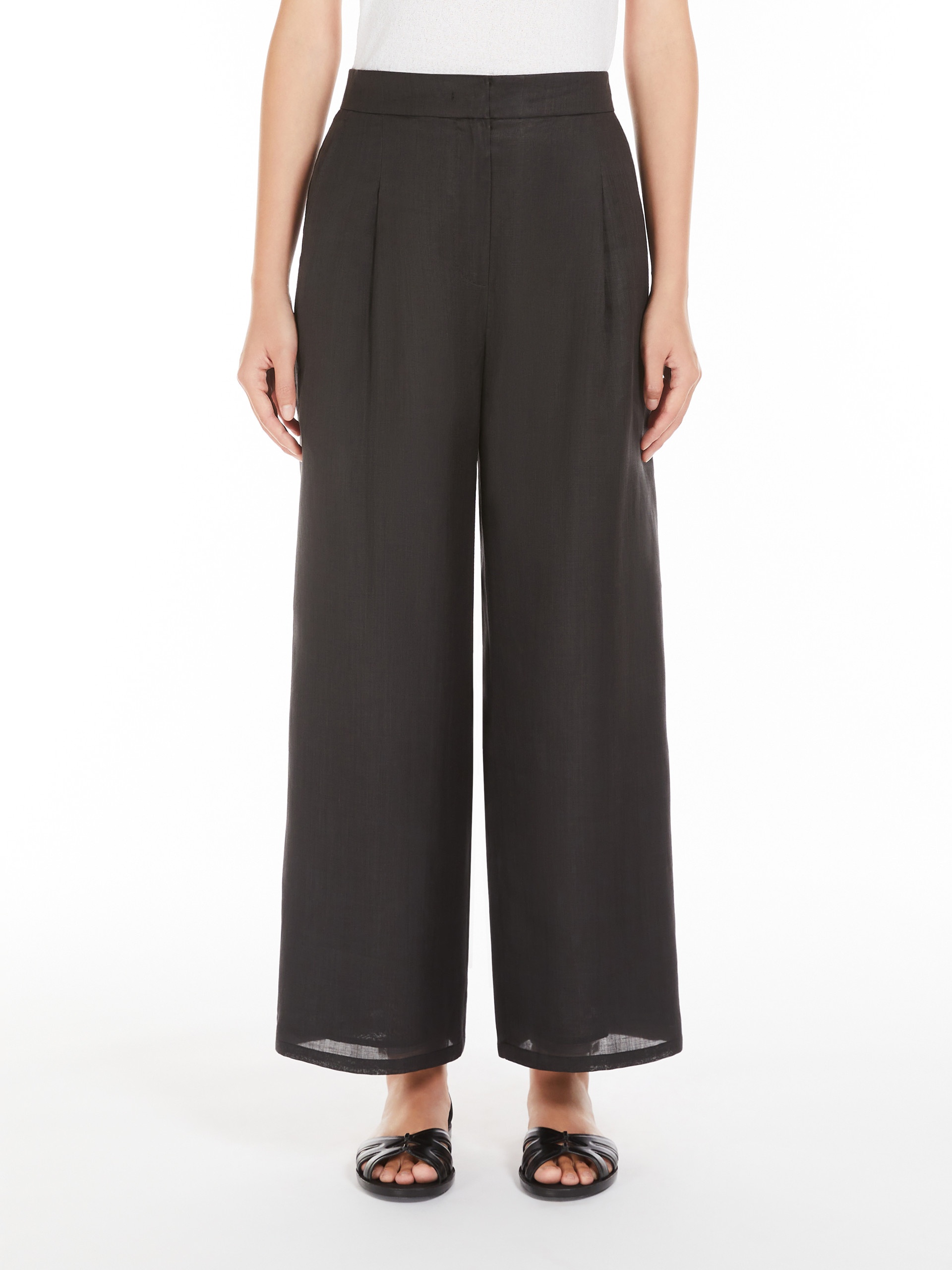 パンツ Max Mara Studio DAZZY - Ramie gauze trousers Ramie gauze trousers, black | 