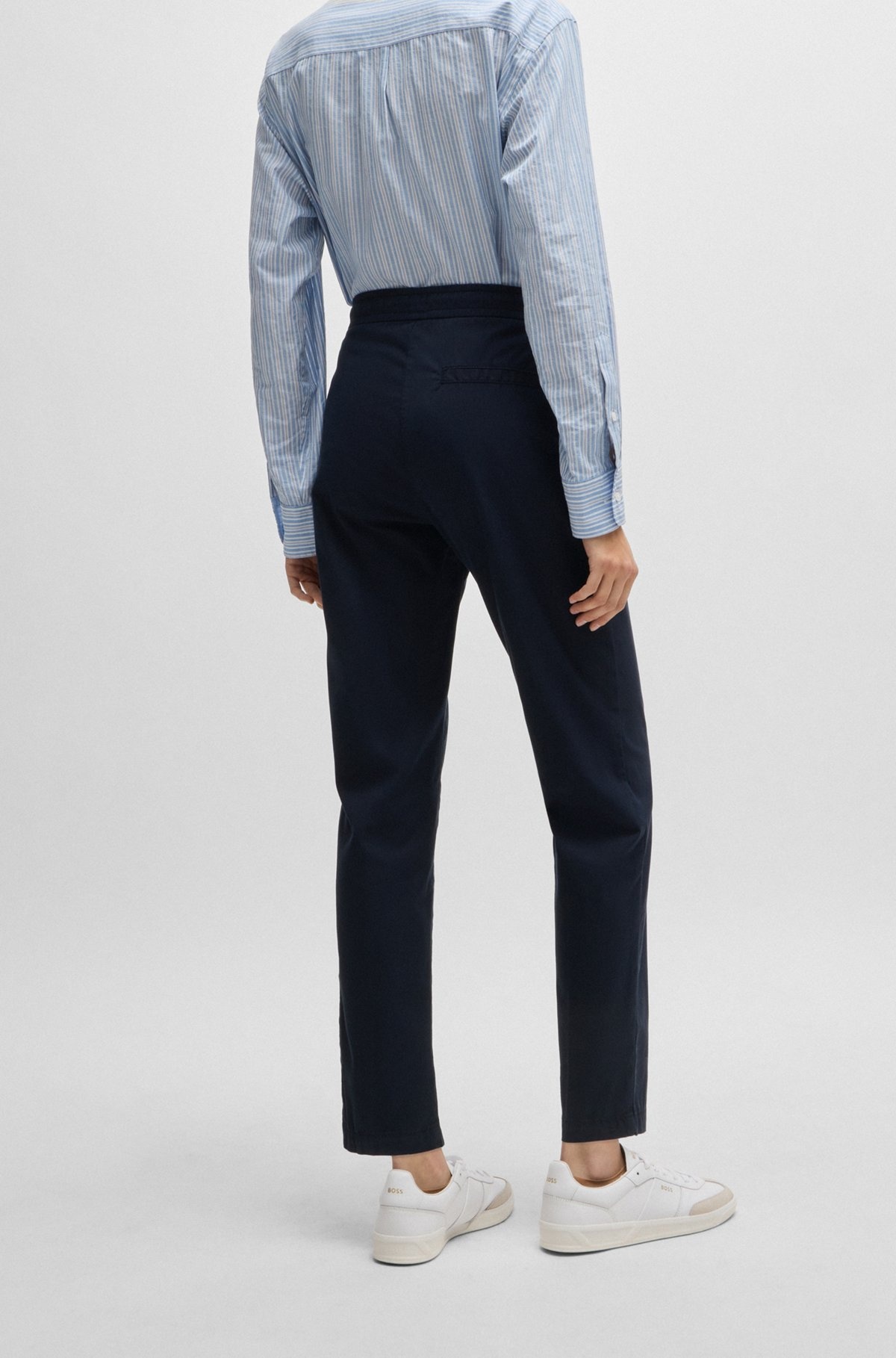STRETCH-COTTON TROUSERS WITH DRAWCORD WAIST - 4