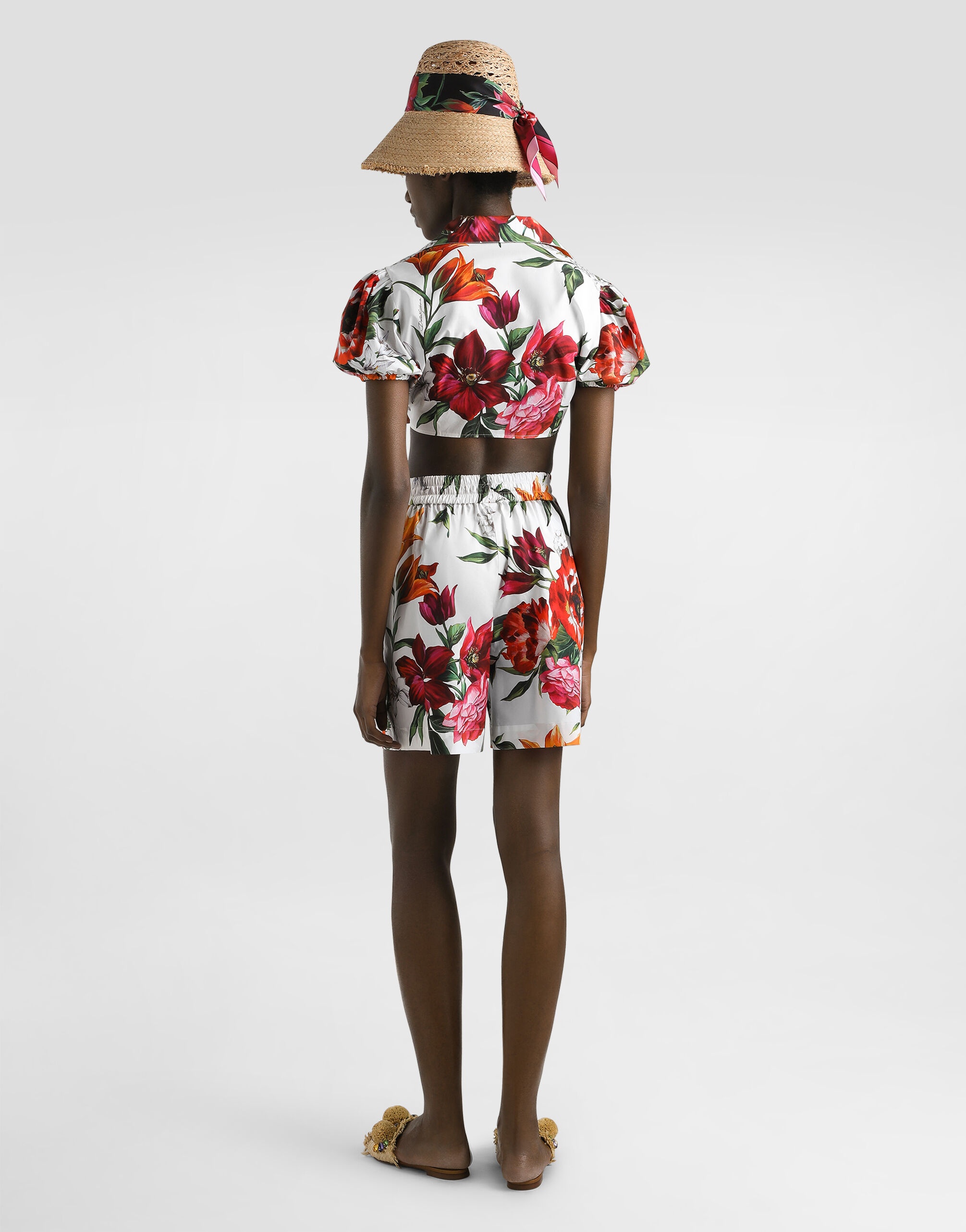 Flower-print poplin shorts - 3