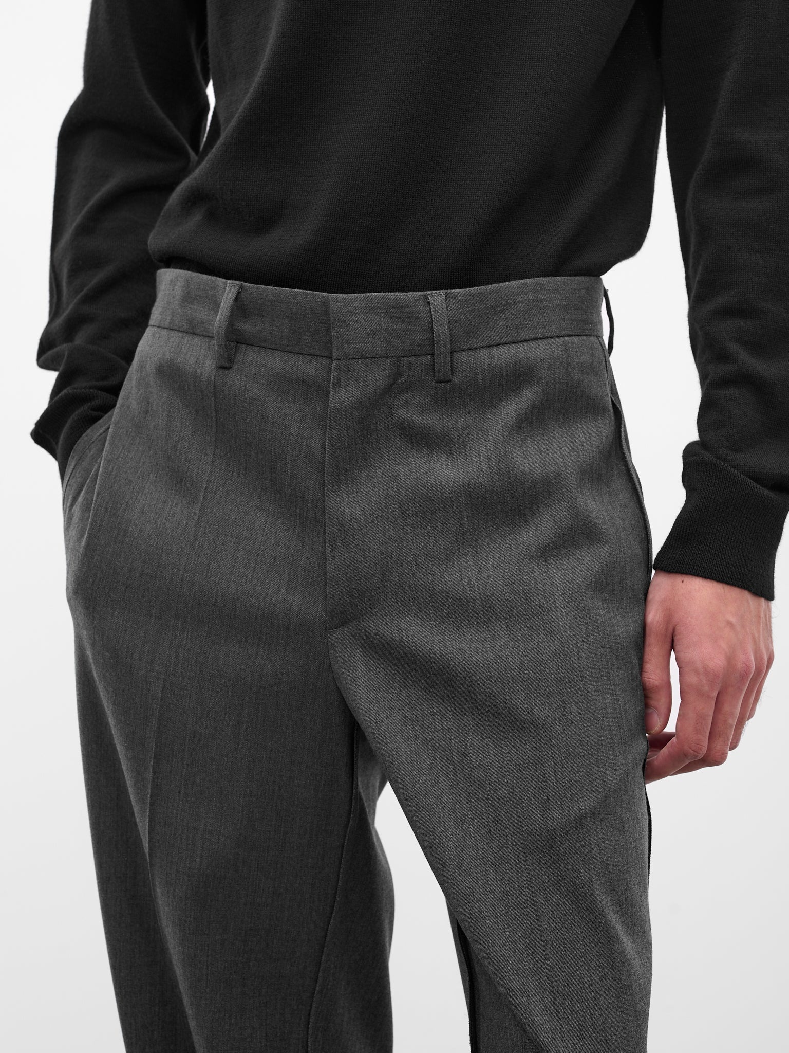 Gray Wide Leg Trousers - 5