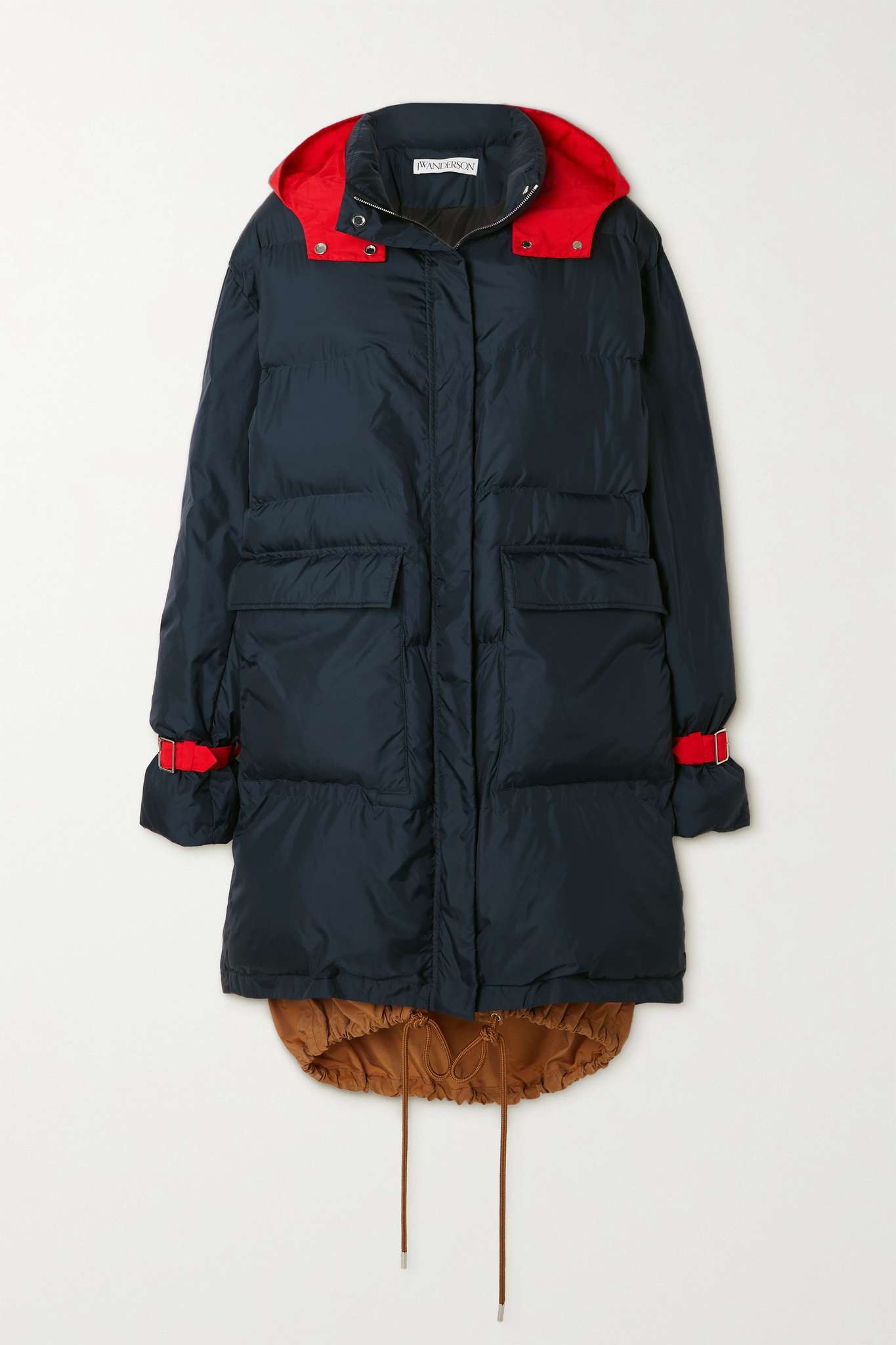 Leather-trimmed quilted padded shell parka - 1