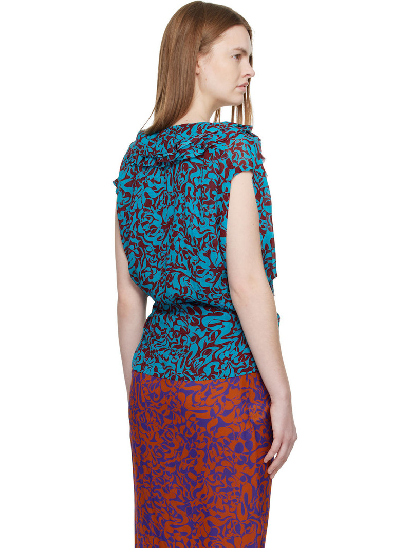 Blue & Burgundy Pattern Top 3
