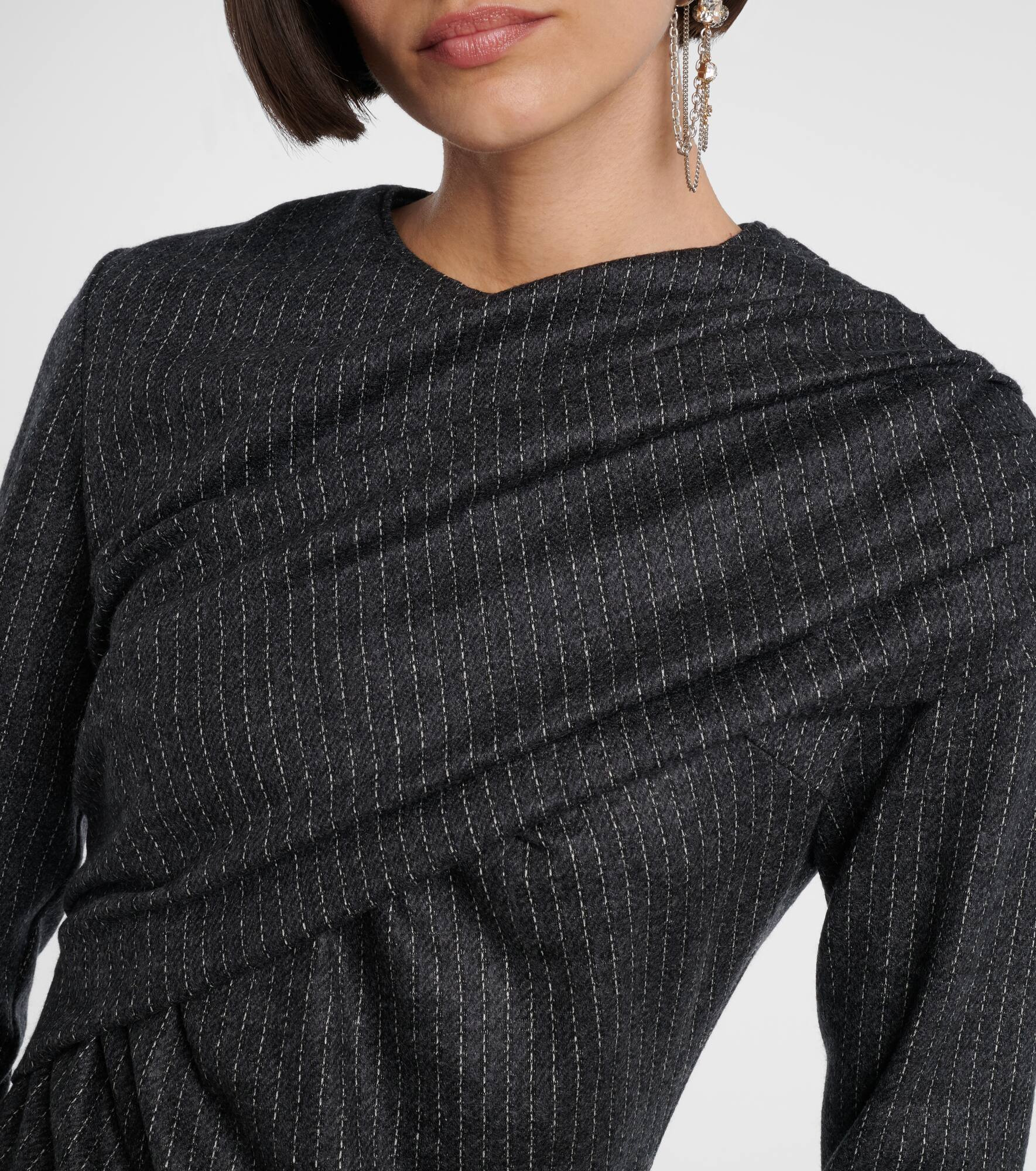 Asna chalk stripe wool and cotton top - 4