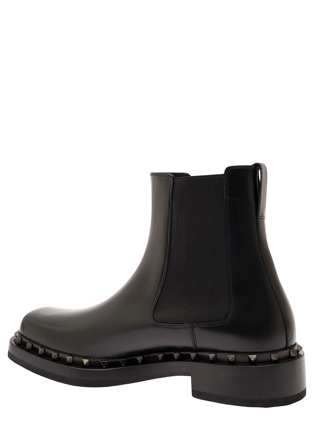 Valentino Garavani Men 'Rockstud M-Way' Black Ankle Boots With Studs Detailing In Smooth Leather Man - 3