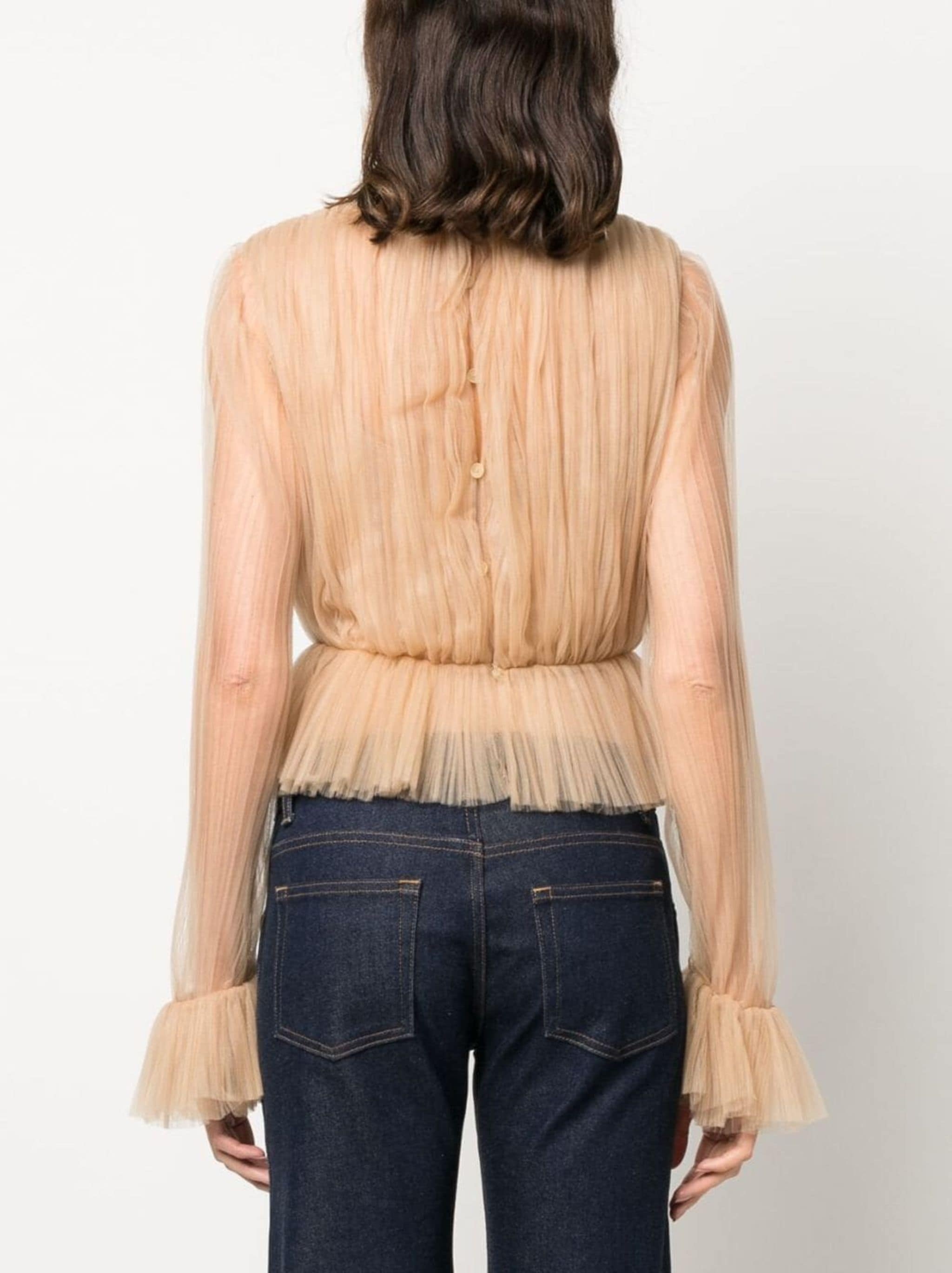 long-sleeve tulle blouse - 4