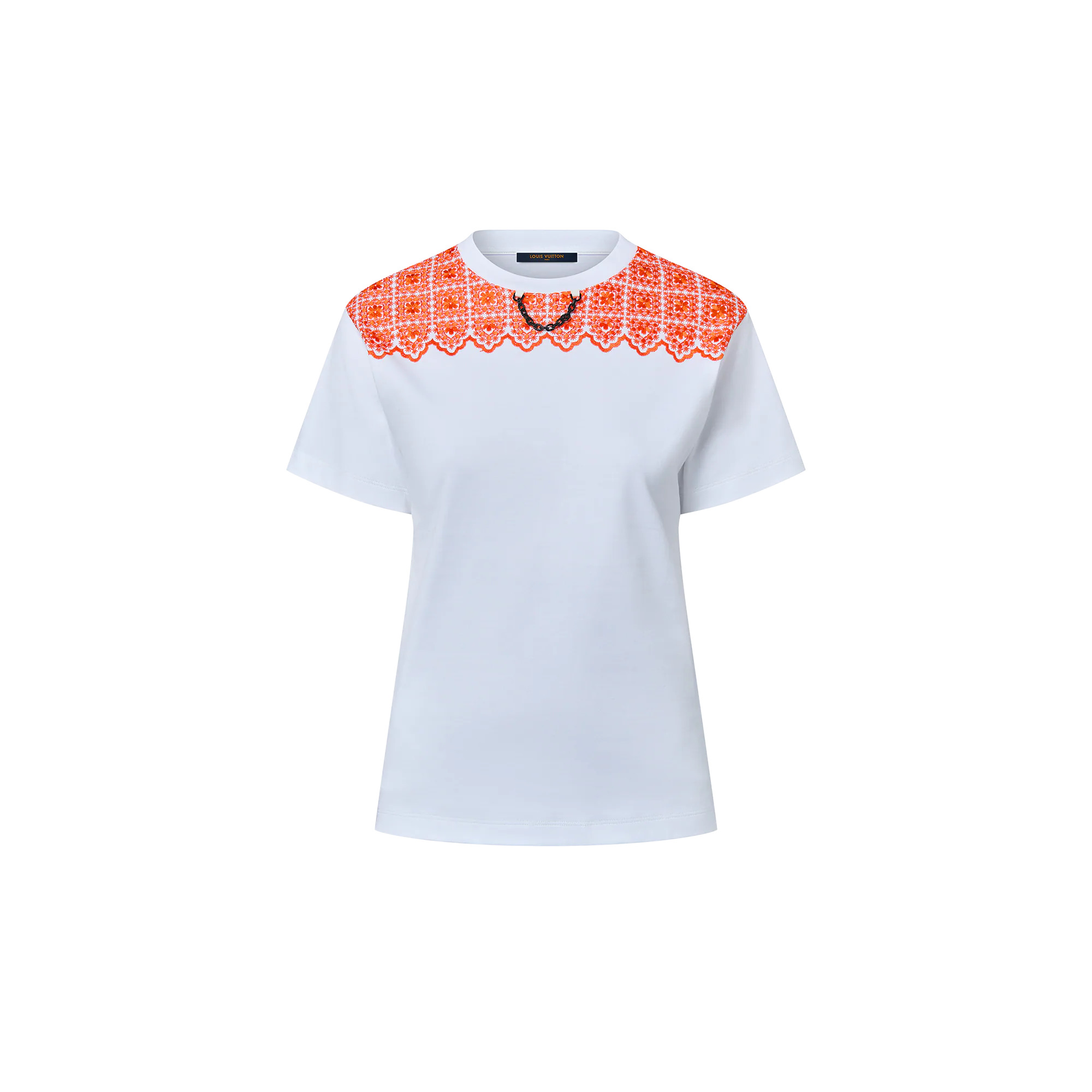 Floral Lace Embroidery T-Shirt - 1