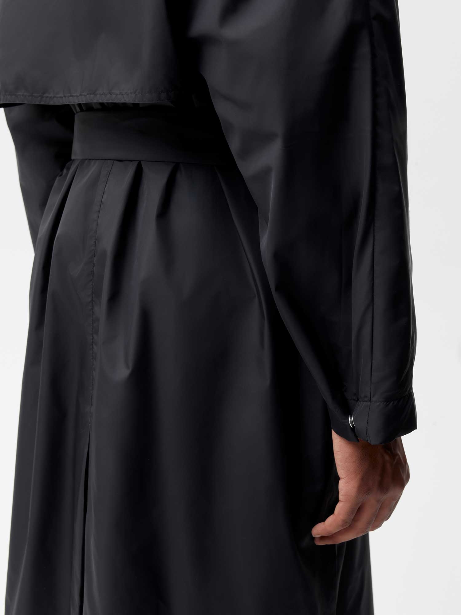Mens Recycled Nylon Trench Coat - Black - 3