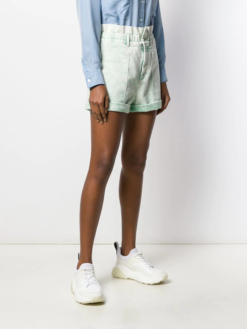 distressed high-rise denim shorts - 3