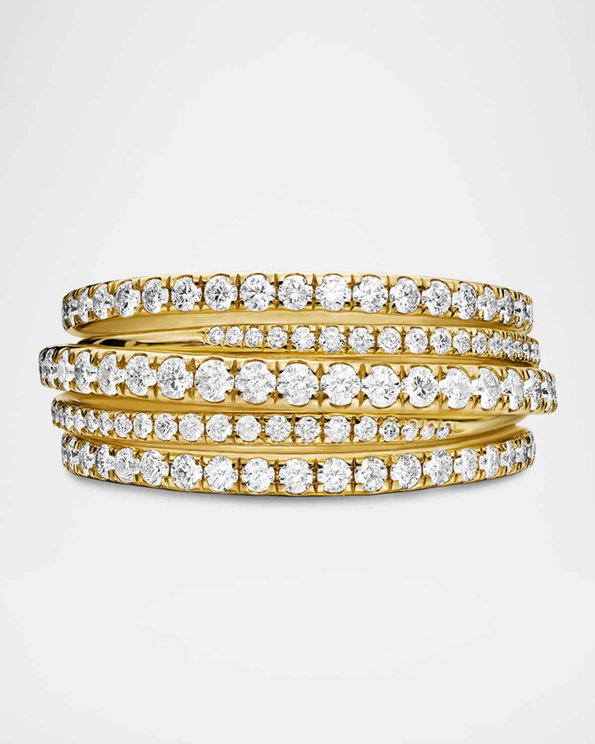 Pave Crossover Ring with Diamonds in 18K Gold, 11mm - 1