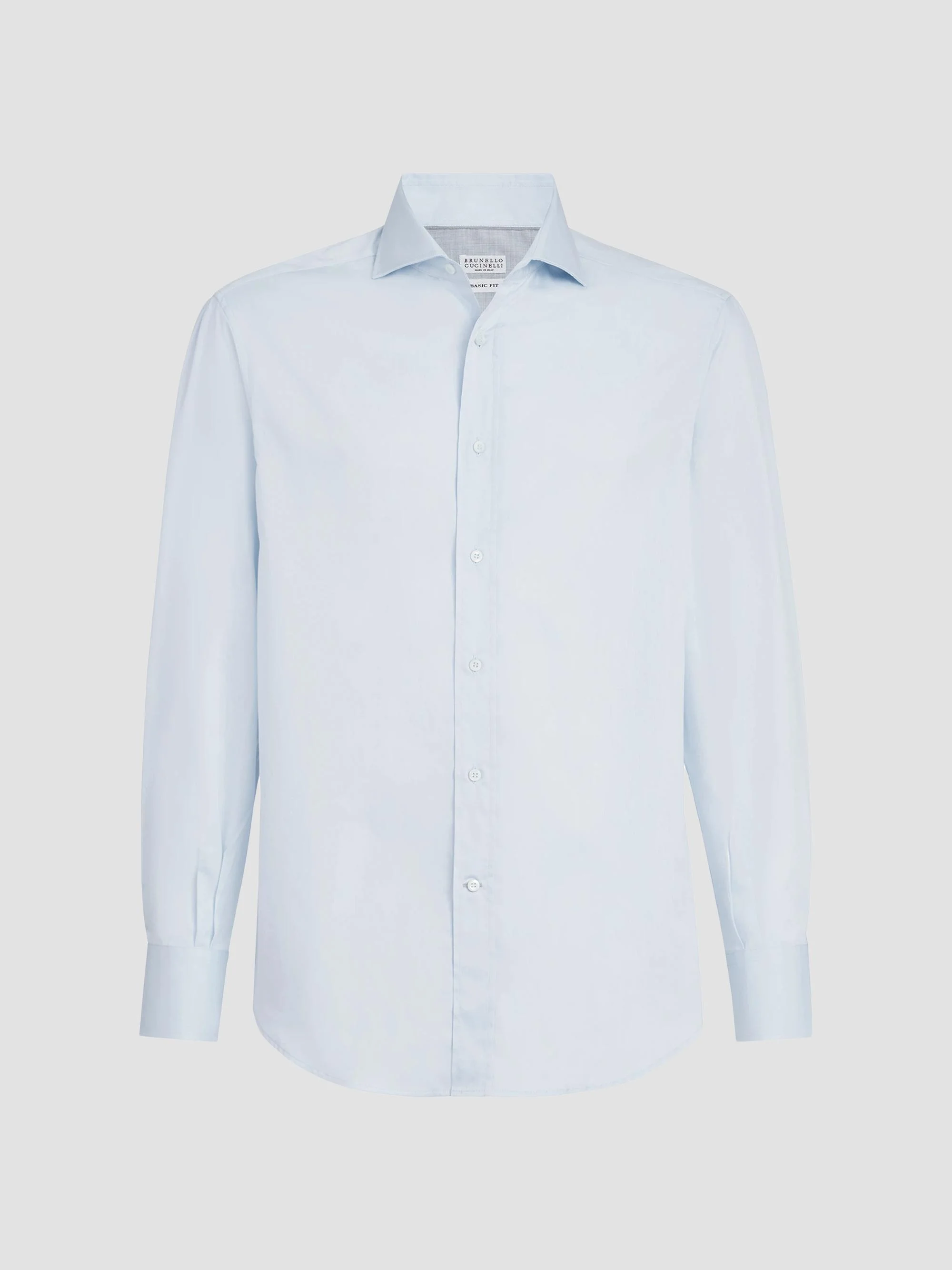 Men's Twill Shirt with Spread Collar - Azure - 1
