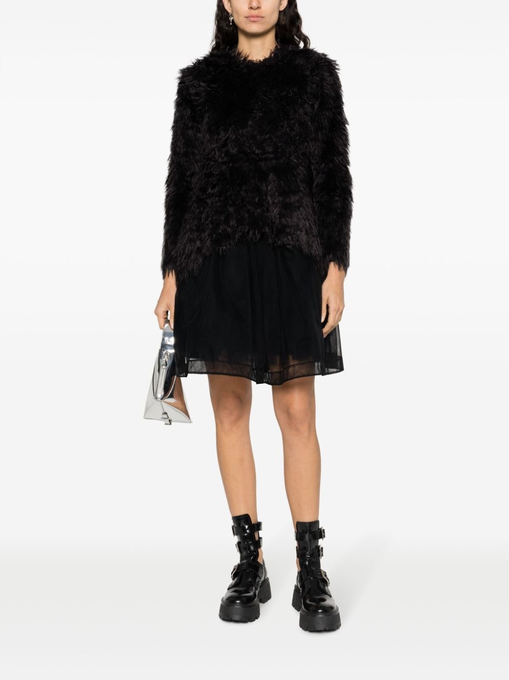 faux-fur long-sleeved top - 2