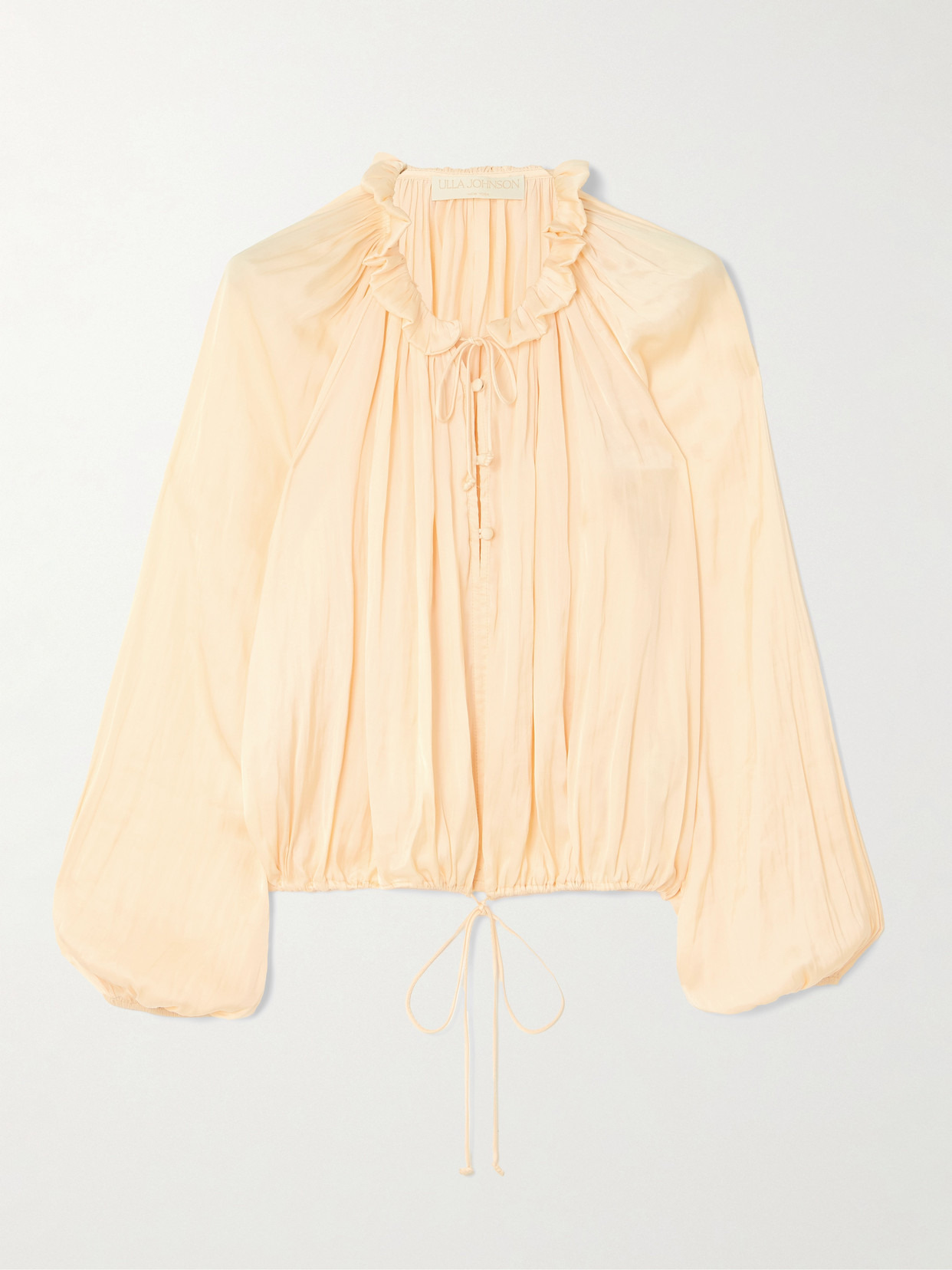 Laurette Gathered Washed-satin Blouse - 1