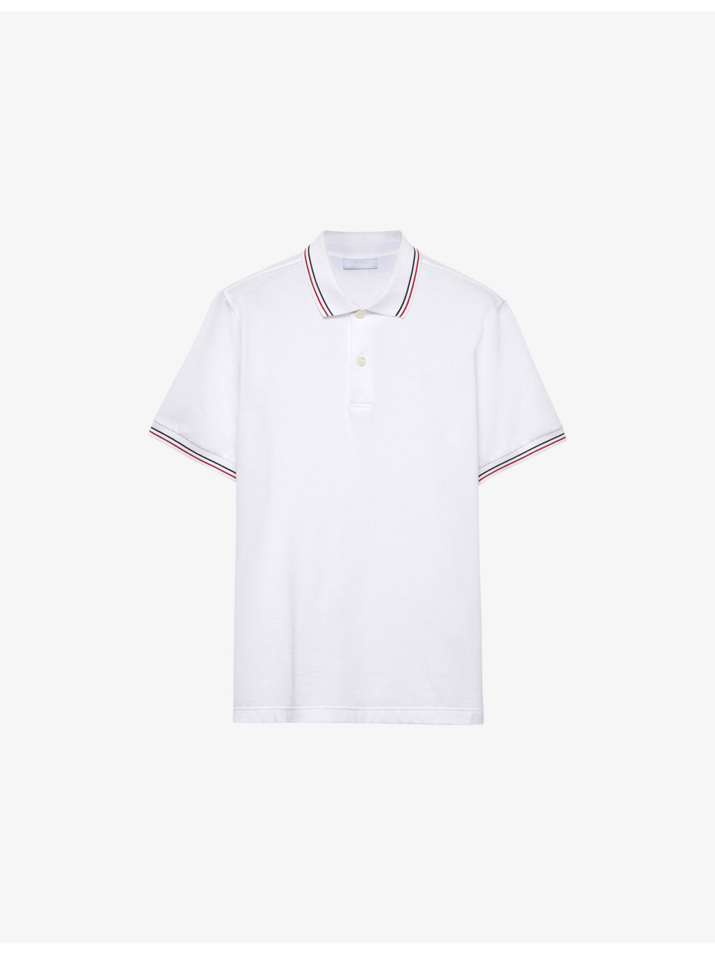 Short-sleeve stripe-trim pique polo shirt - 1