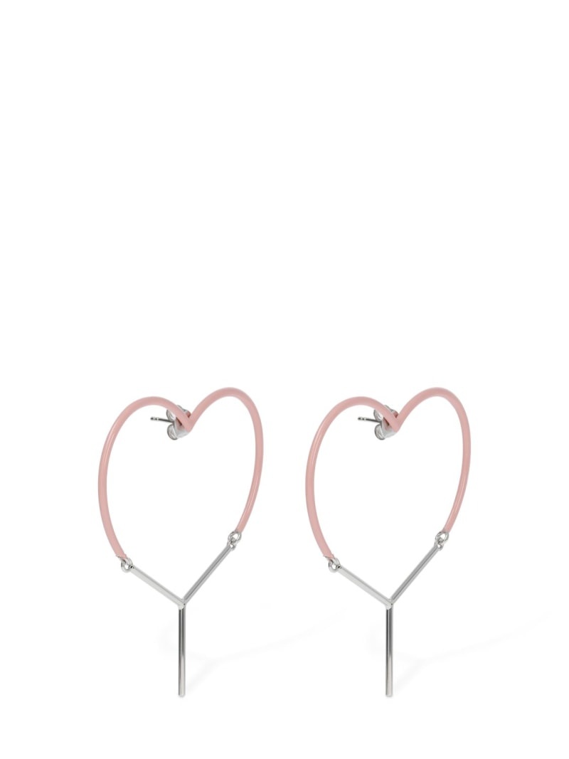 Mini Y heart enamel earrings - 3