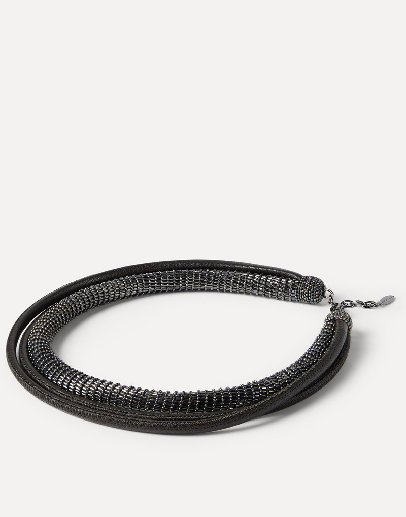 Brunello Cucinelli Leather precious necklace outlook