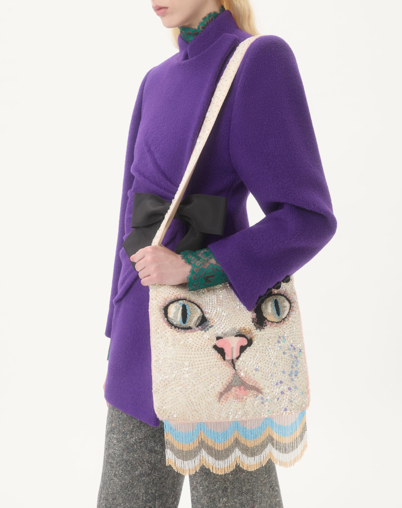 VALENTINO GARAVANI LE CHAT DE LA MAISON SHOULDER BAG EMBROIDERED WITH FRINGES 7